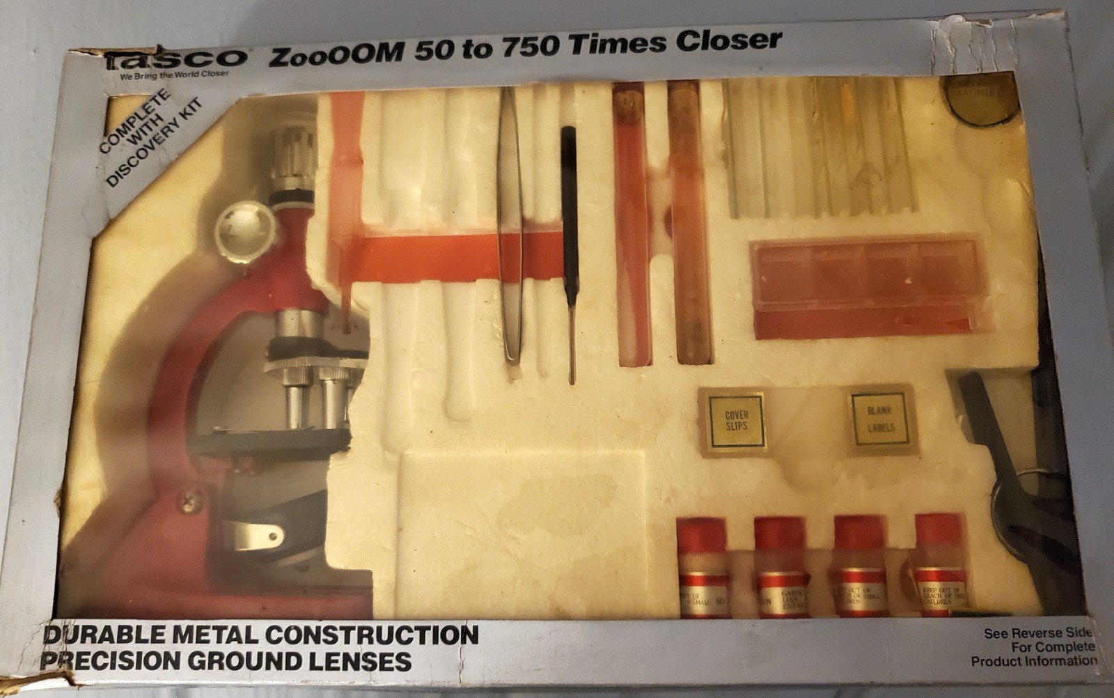 TASCO ~ MICROSCOPE ~ ZOOM 50 TO 750 TIMES CLOSER WITH 10X to 15X EYEPIECE