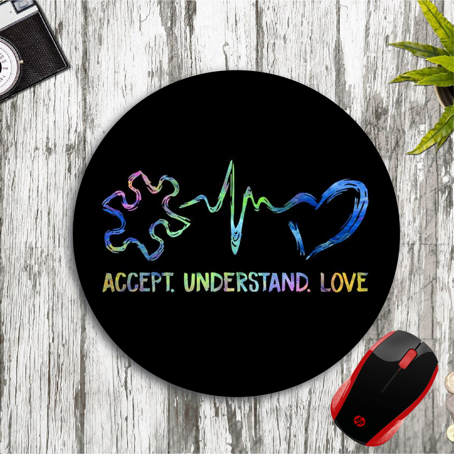 AUTISM QUOTE BLACK ROUND NEOPRENE PC MOUSE PAD MAT HOME SCHOOL OFFICE GIFT
