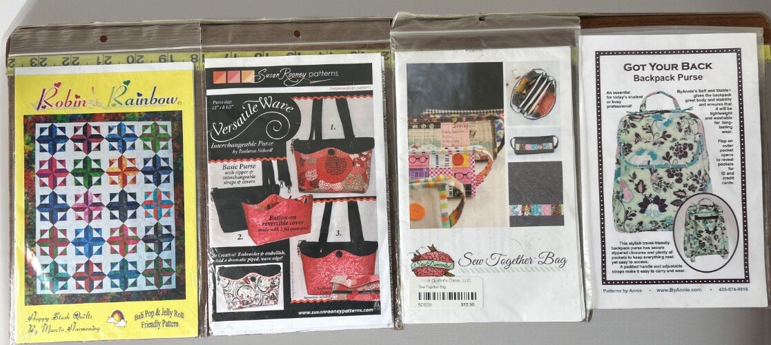 LOT OF 4 Bag Patterns Backpack Sew Quilt G