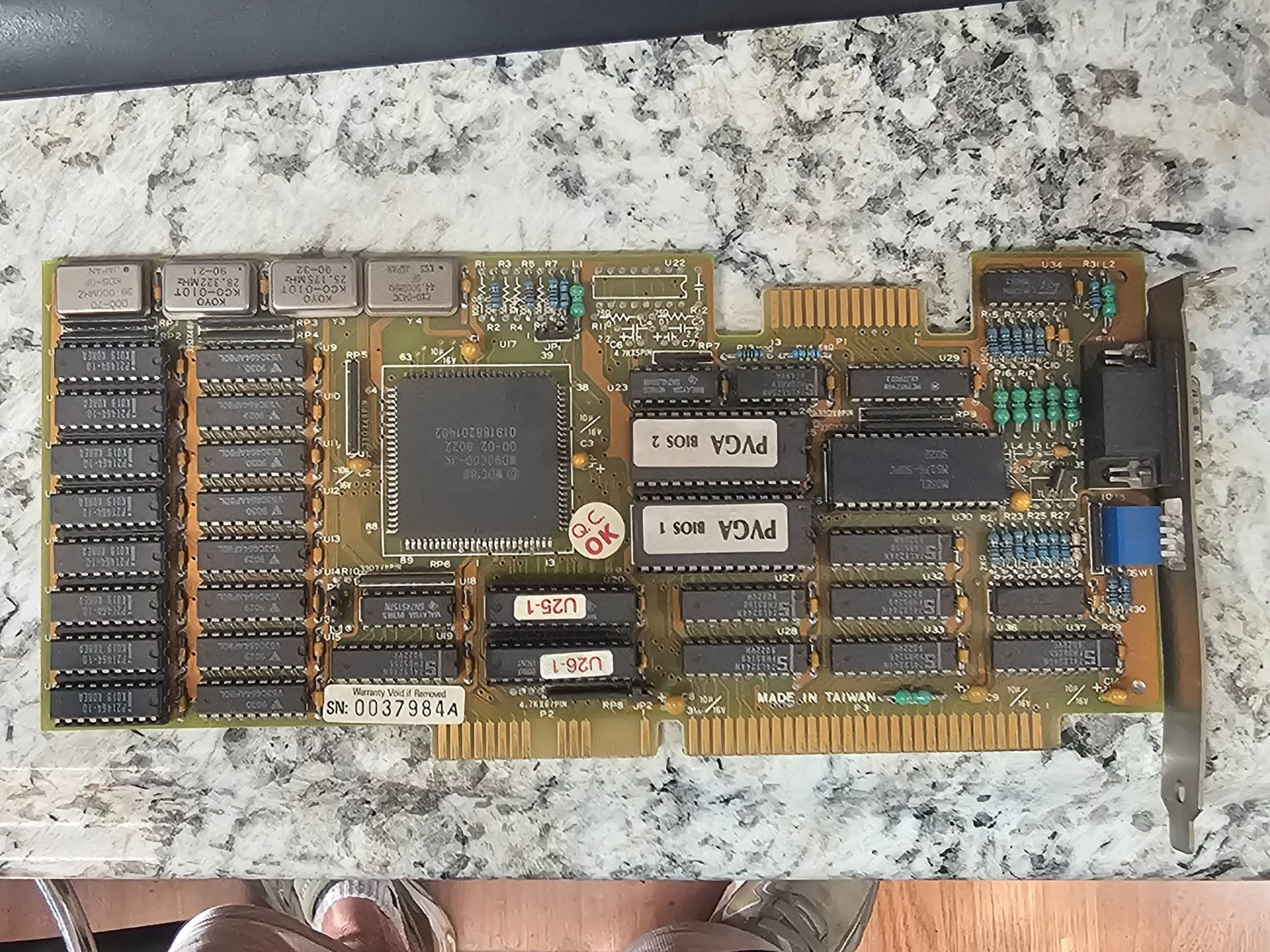 Retro WD PARADISE WD90C00-JK ISA 8/16 VGA/EGA VIDEO GRAPHICS CARD w/Mem Upgrade