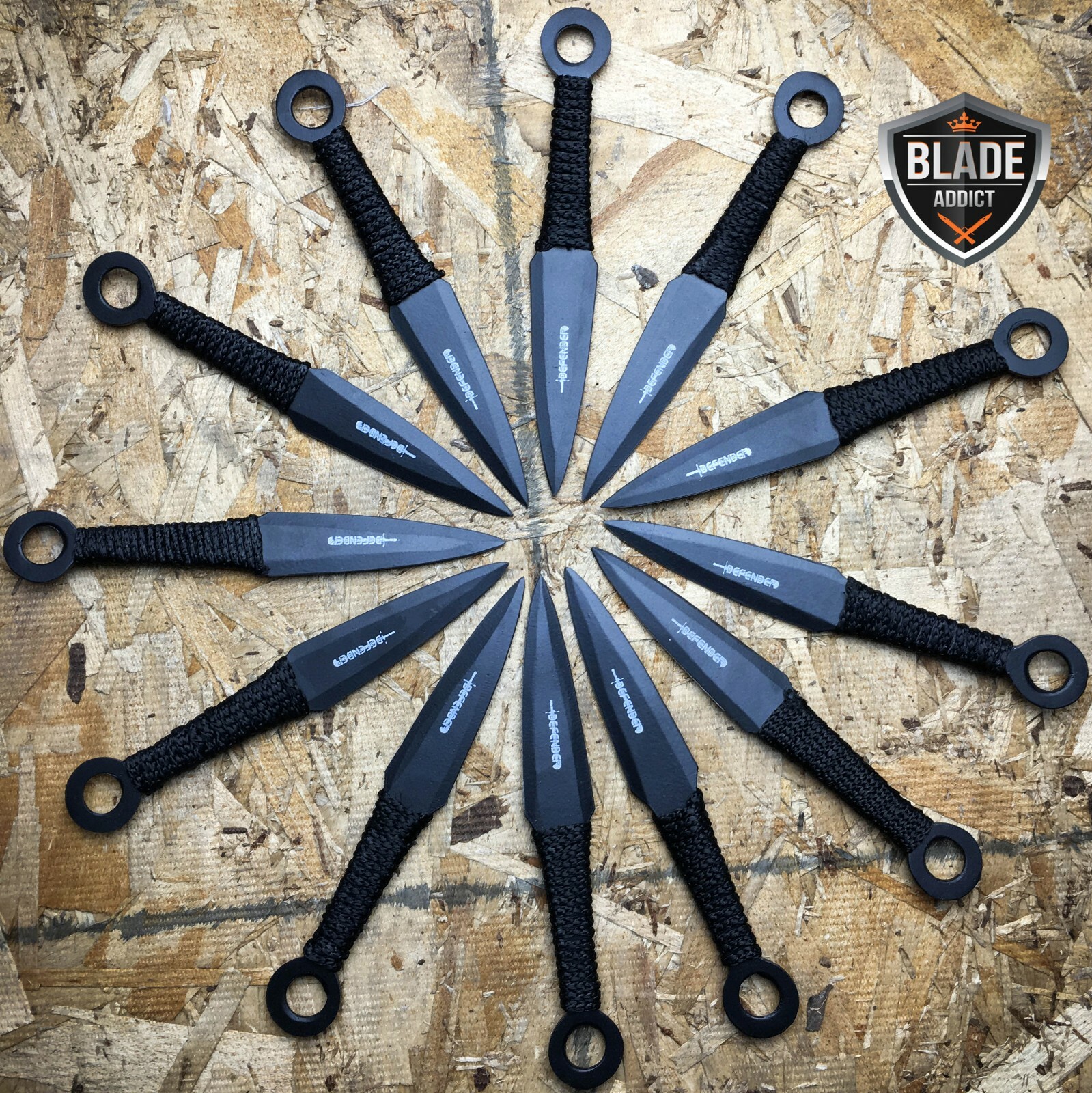 12PC Tactical Ninja Combat Ninjutsu Kunai Throwing Knife Set Hunting  NEW