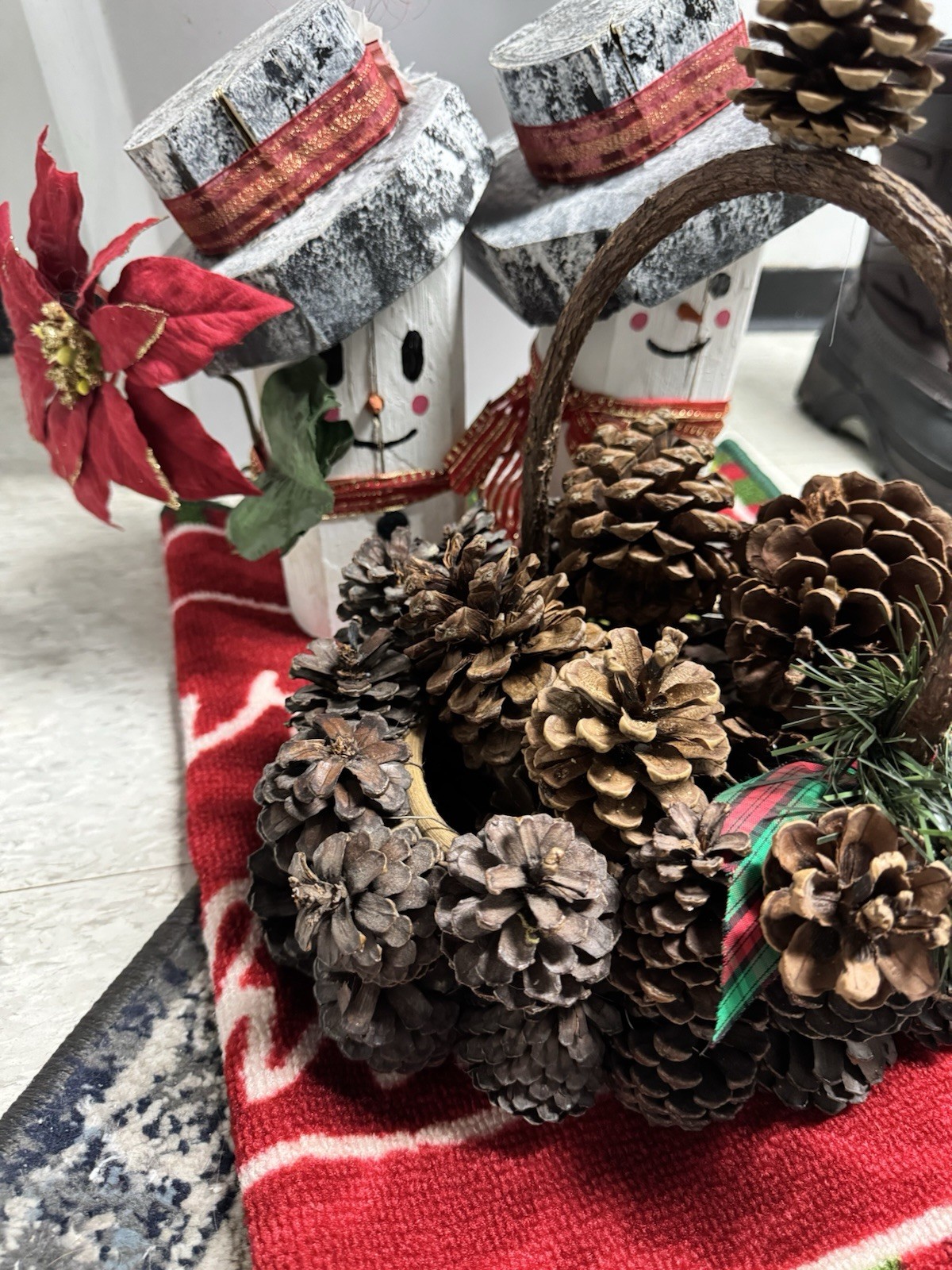 Rustic Wooden Pinecone Basket