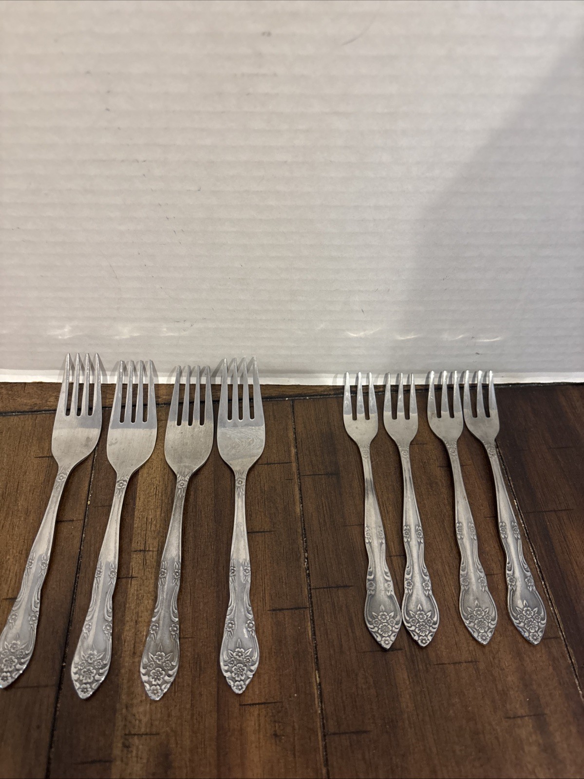 8 Rogers Dream Rose forks Stainless Flatware  4 Lunch 4 Cocktail