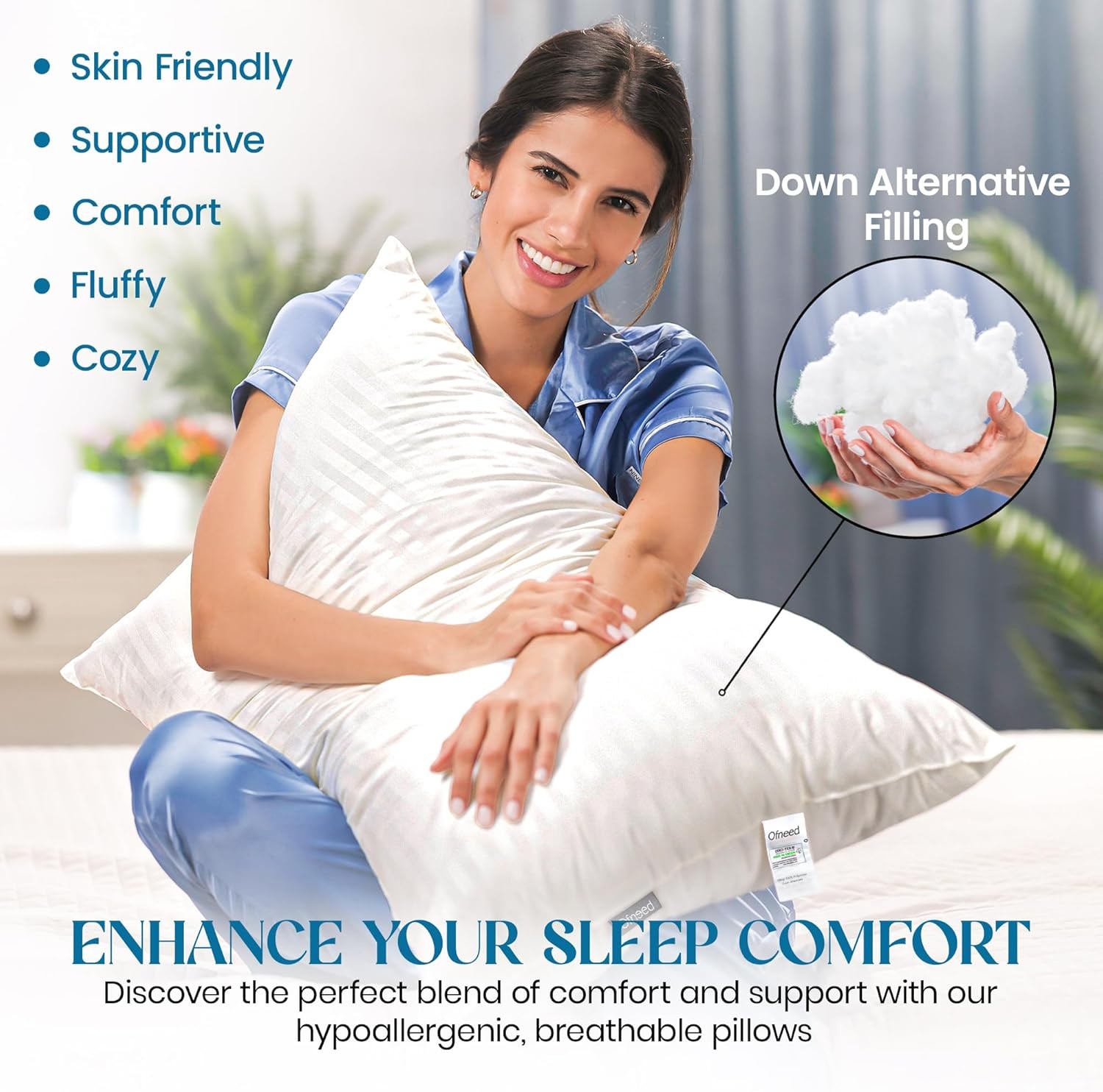 Down Alternative Bed Pillows for Sleeping, King Set of 2 Microfiber