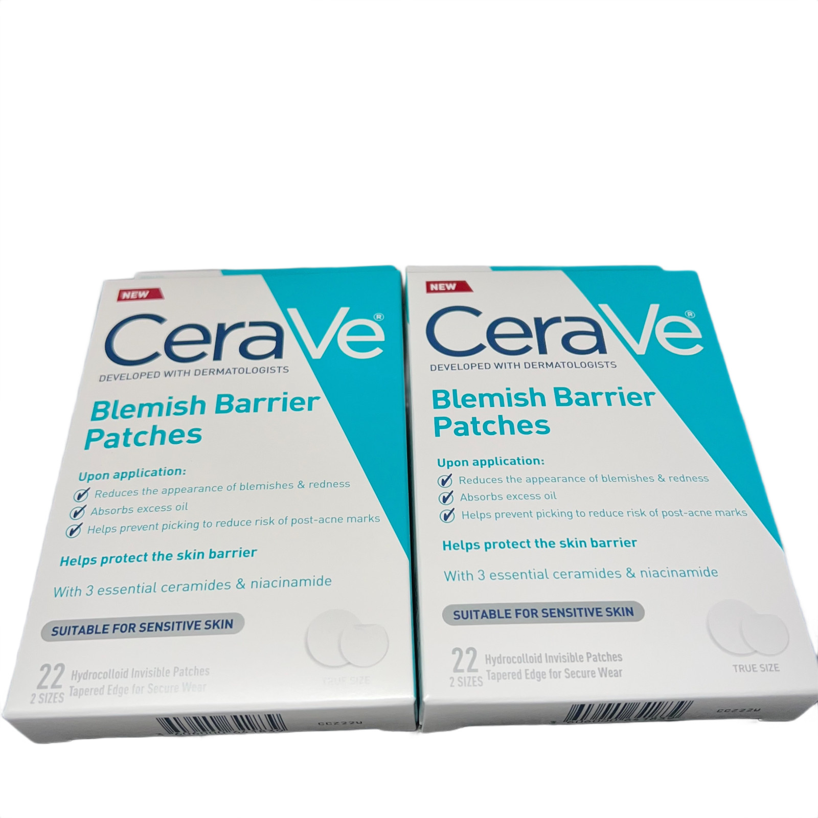 2x CeraVe Blemish Barrier Patches 22 Hydrocolloid Invisible Acne Patches NEW
