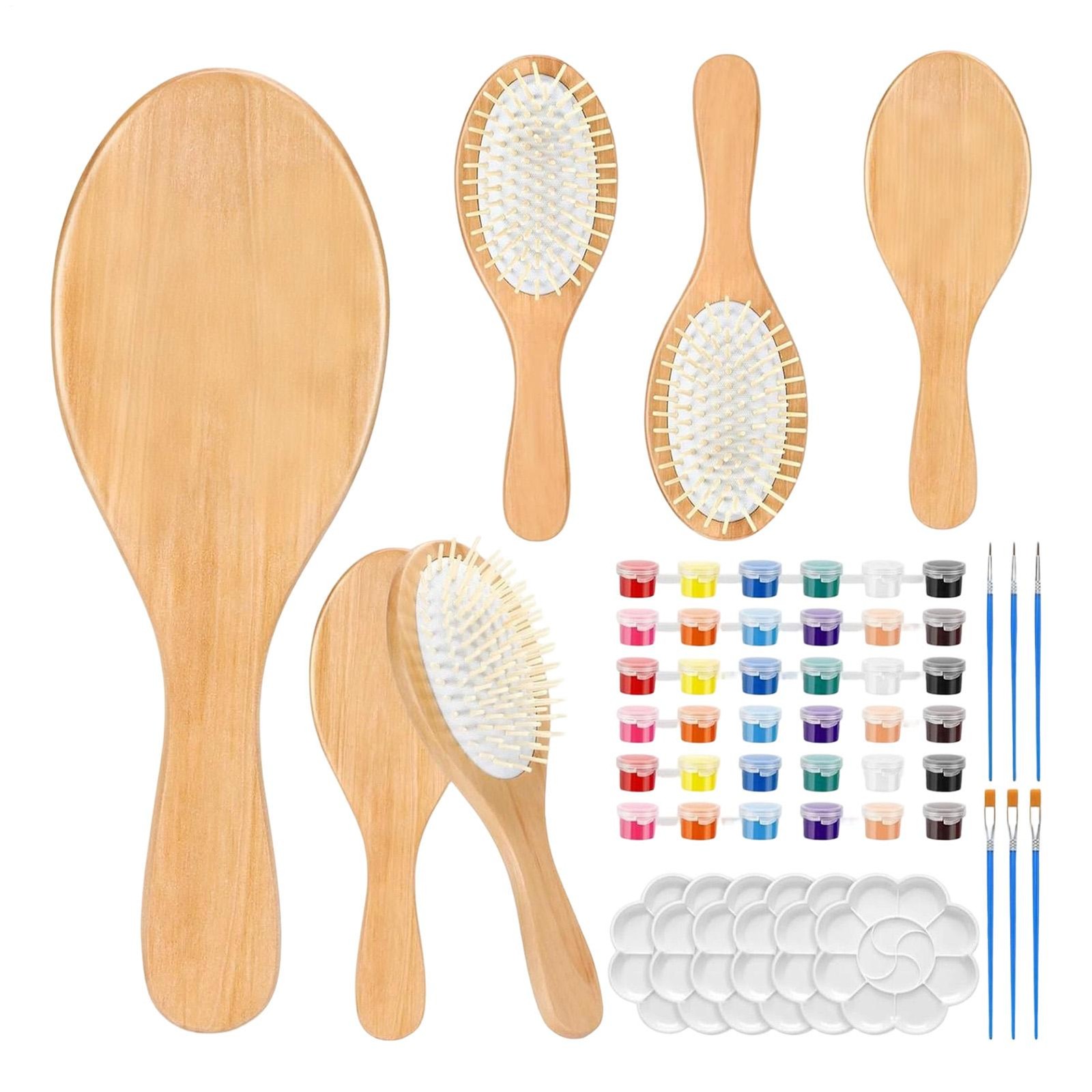 Wooden Hair Brush Painting Kit DIY Painting Hairbrush Wood Hair Comb DIY Kit