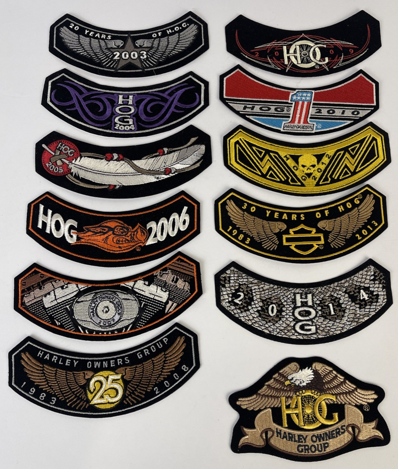 Harley Davidson HOG Patches Lot Of 12 Year 2003-2014 Jacket And Vest Patches New
