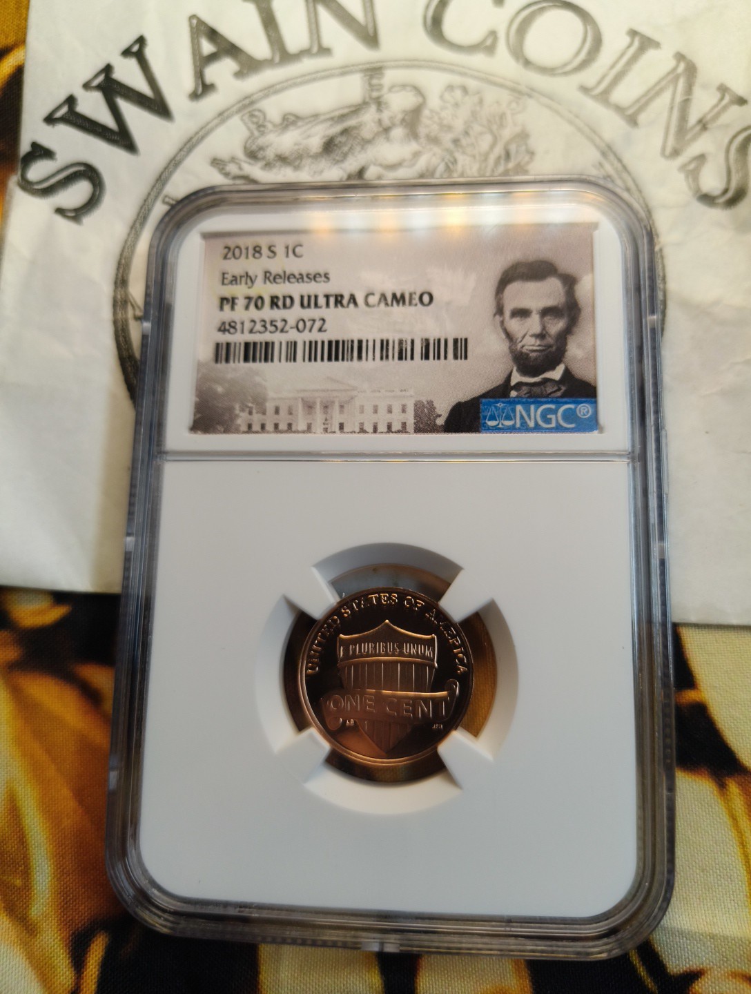 2018-S 1 C Lincoln Cent Early Release REVERSE PROOF PF 70 E10-126
