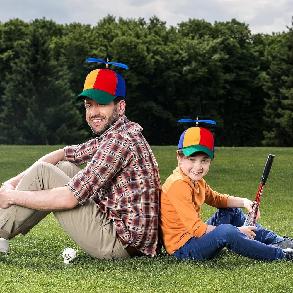 Unisex Rainbow Color Helicopter Propeller Cap Hat School Boy Fancy Dress Cap