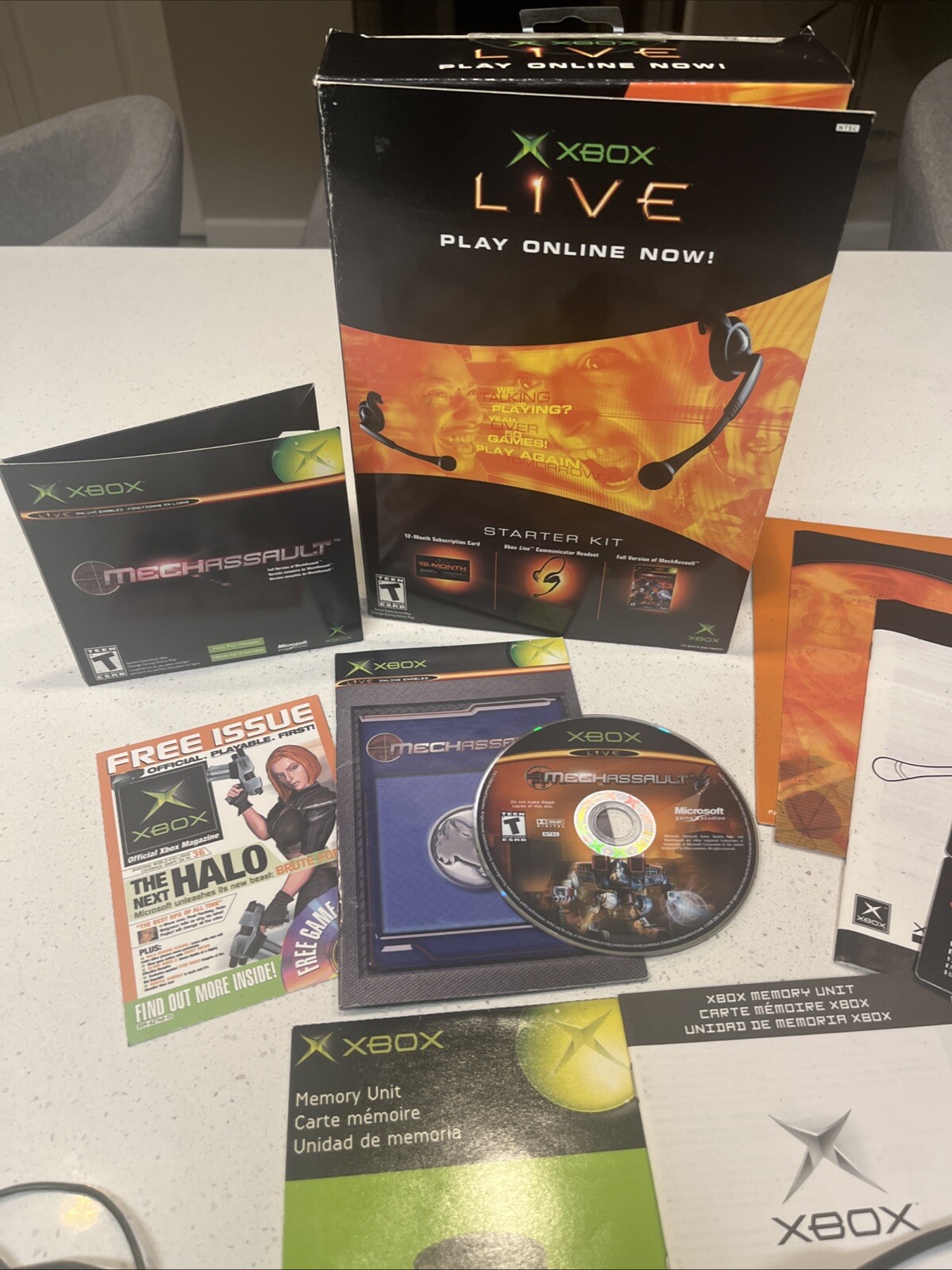Original Xbox Live Starter Kit w/ Headset & Mechassault Video Game 2003