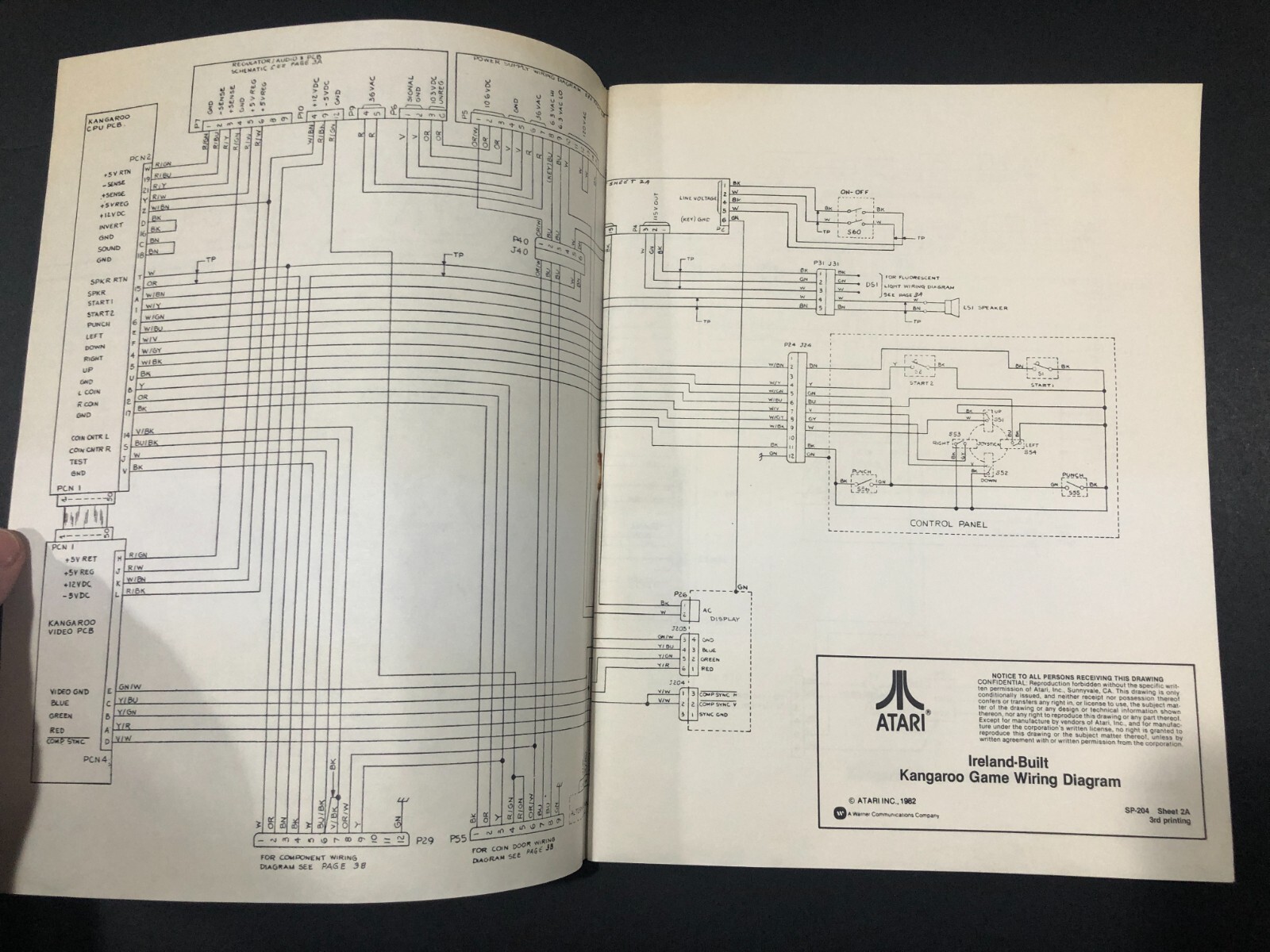 Atari Schematic Package Supplement to Kangaroo Operators Manual