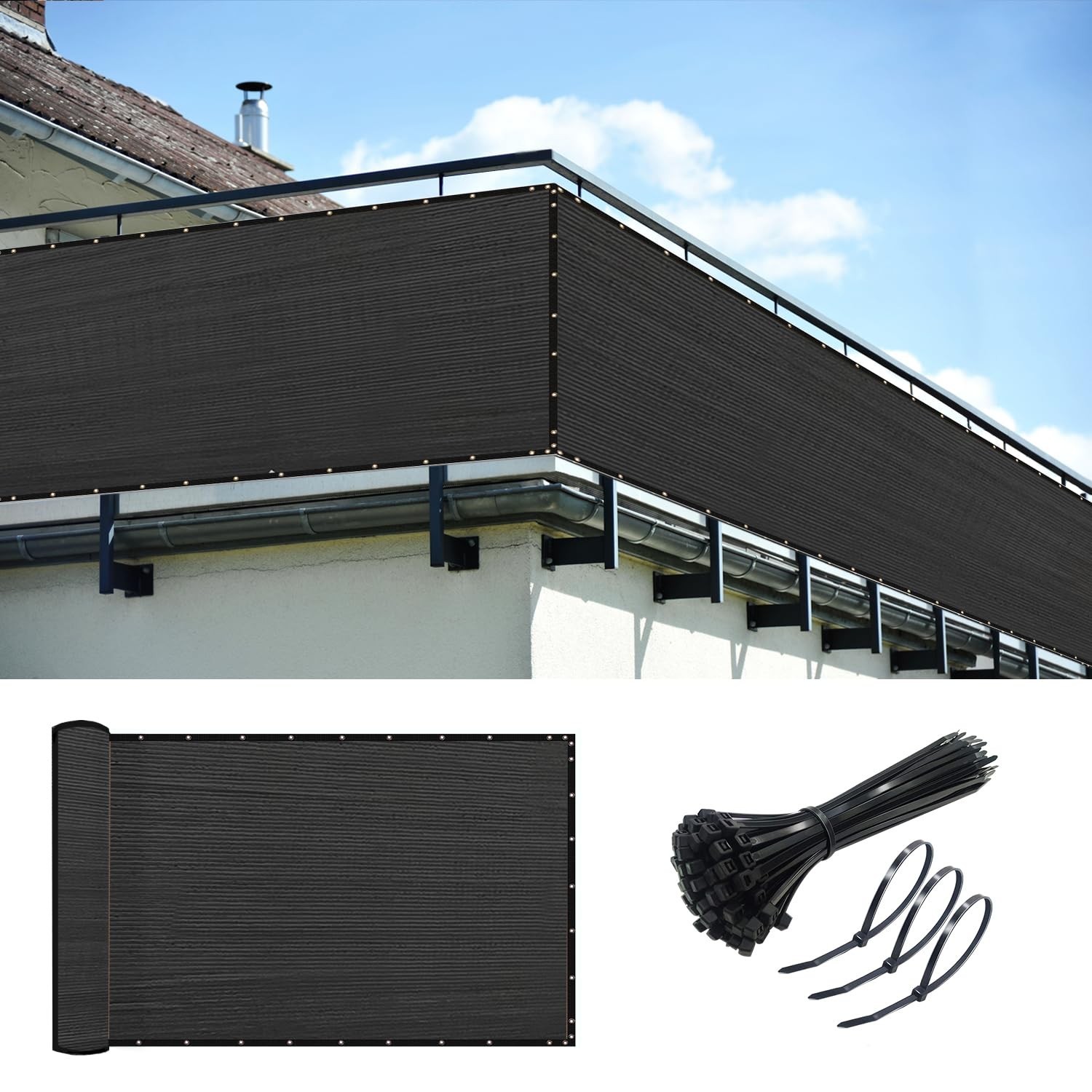 KANAGAWA 3ft x 16ft Privacy Screen Fence, 90% Blockage Heavy Duty 175 GSM Fen...