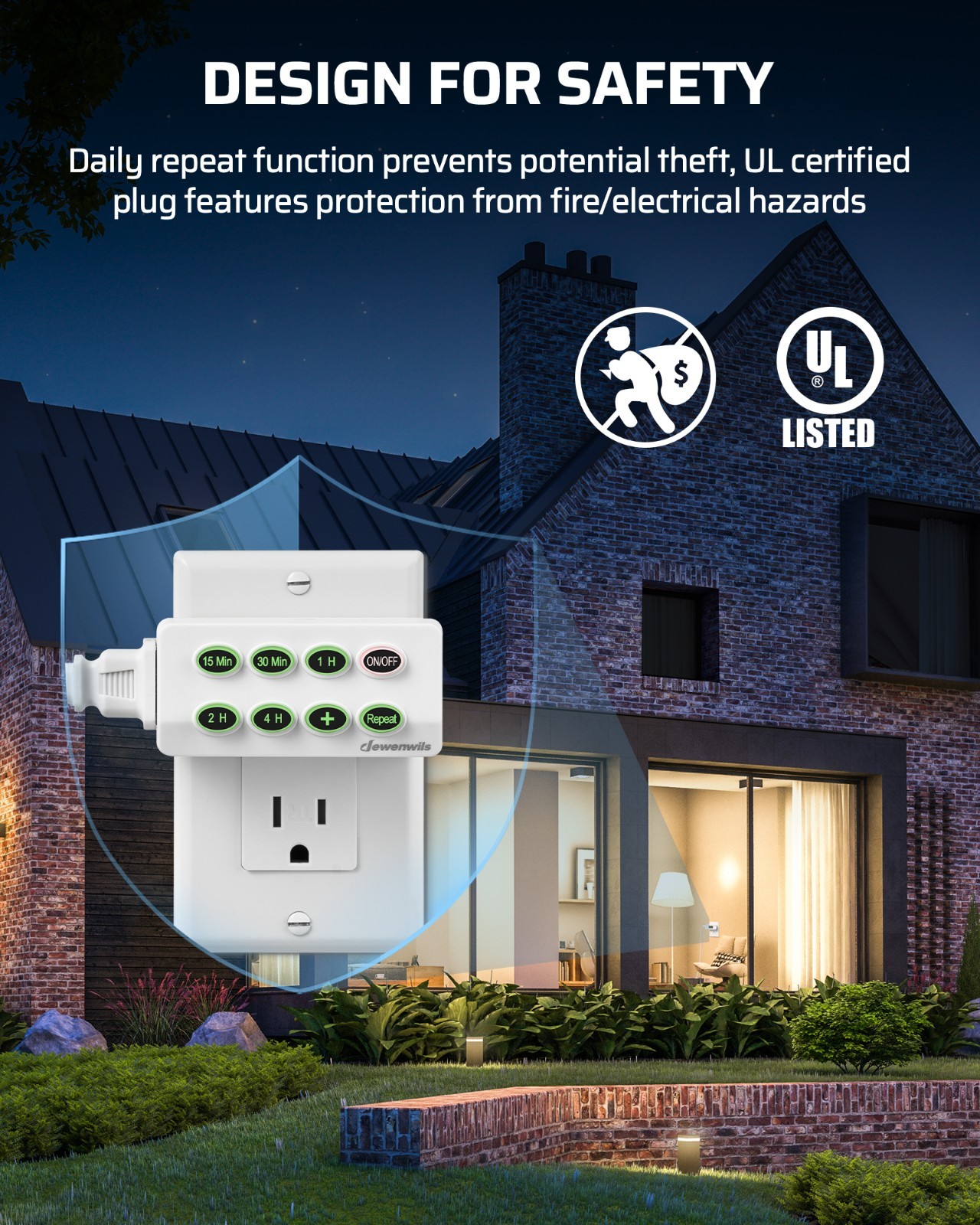 DEWENWILS 2-Pack Countdown Timer Outlet, Auto Shut-Off, Repeat Function, UL