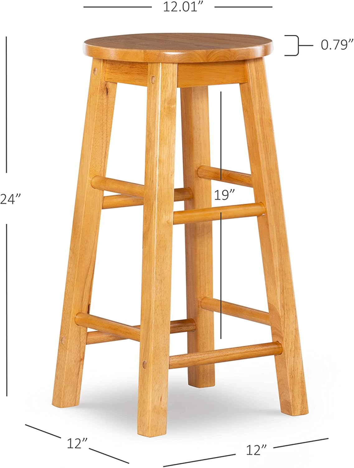 Natural Barstool with Round Seat, 24-Inch
