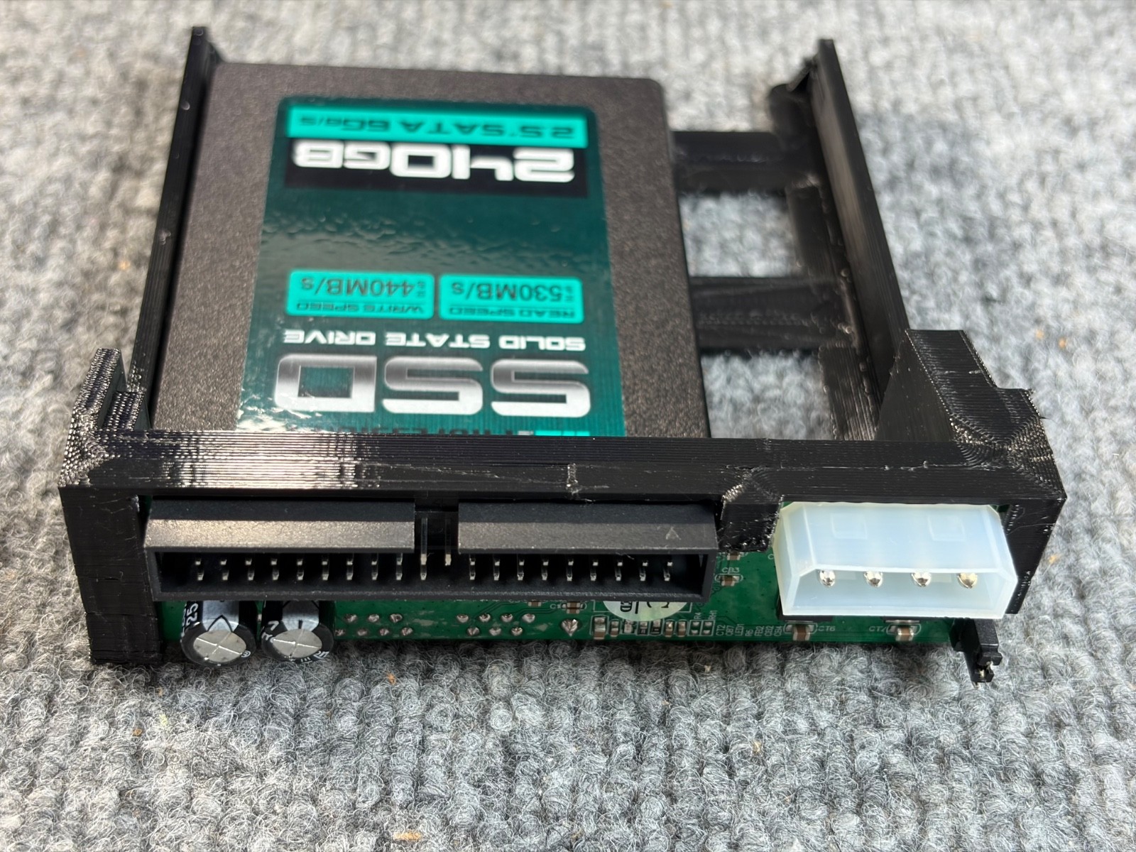 Original OG Xbox 3D printed 2.5'' Drive SSD Sled Caddy W/ IDE2SATA & 240GB SSD