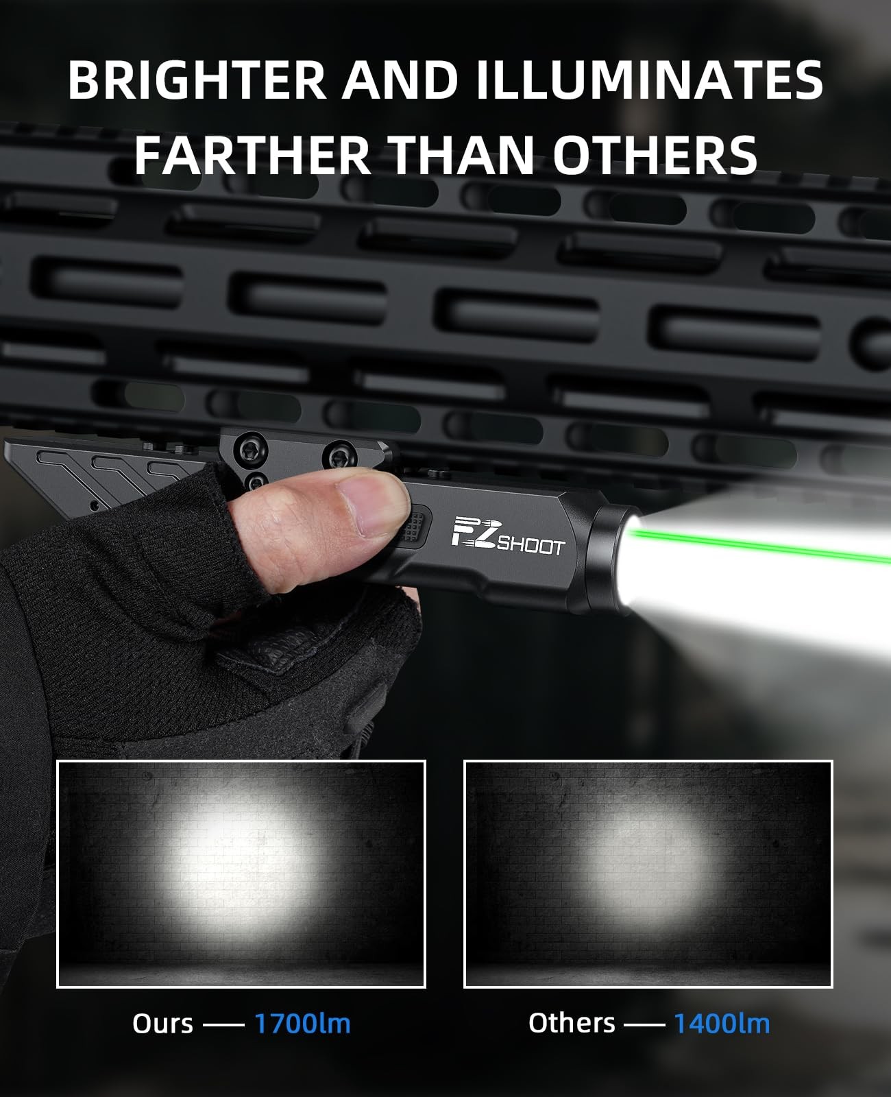 Laser Light Combo 1700 Lumens Green Magnetic Rechargeable Strobe Mode