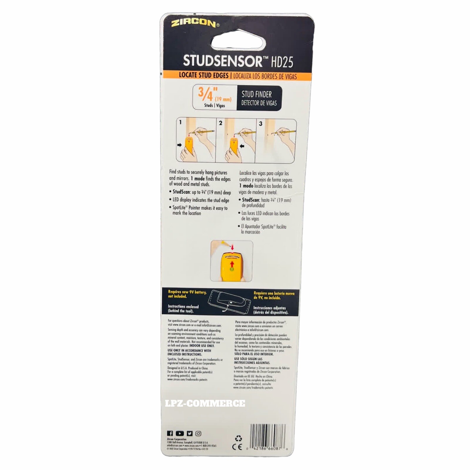 Open Pack Tested ZIRCON HD25 StudSensor HD25 Stud Finder No Battery Including
