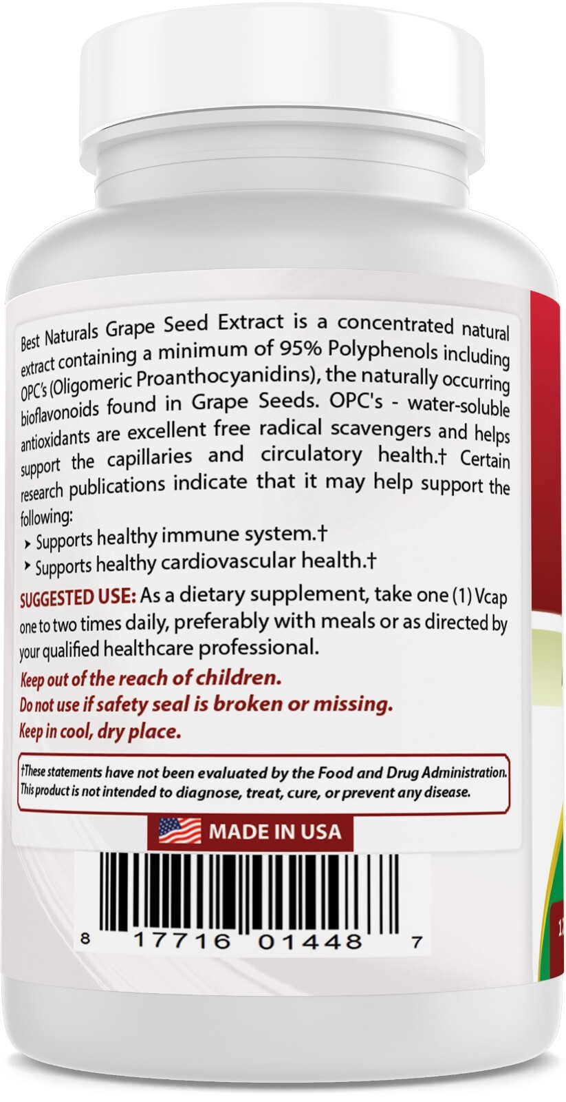 2 Pack Best Naturals Grape Seed Extract 400 mg Veggie Capsule, 120 Count