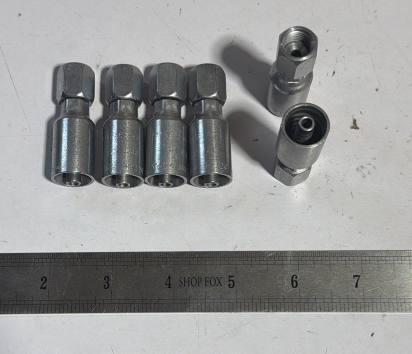 Lot Of 6 Parker 10656-4-4 Hydraulic Fitting 56 Series JIC 37
