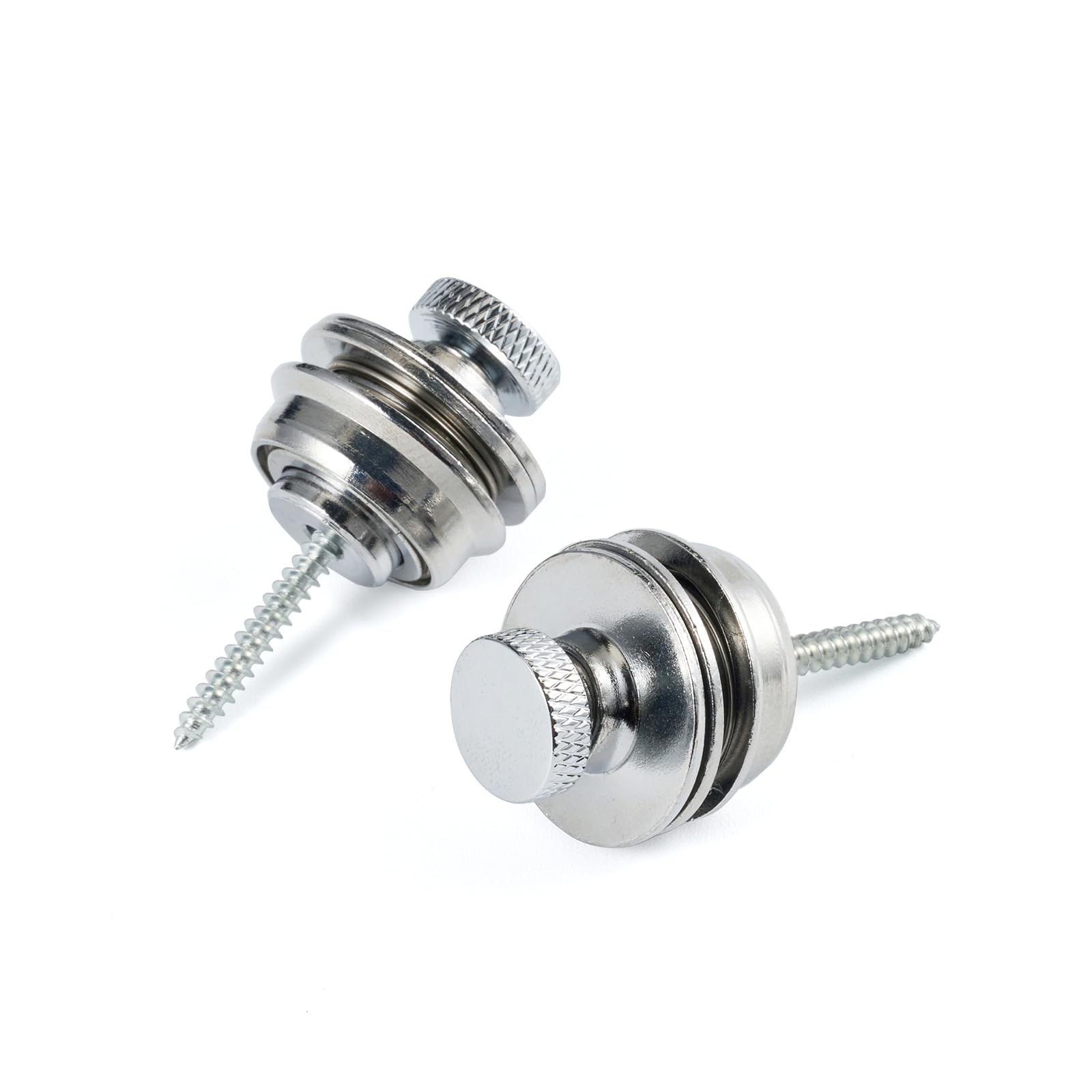 OVSAL 2 PCS Electric Guitar Bass Security Strap Locks Flated Head Easy Chrome