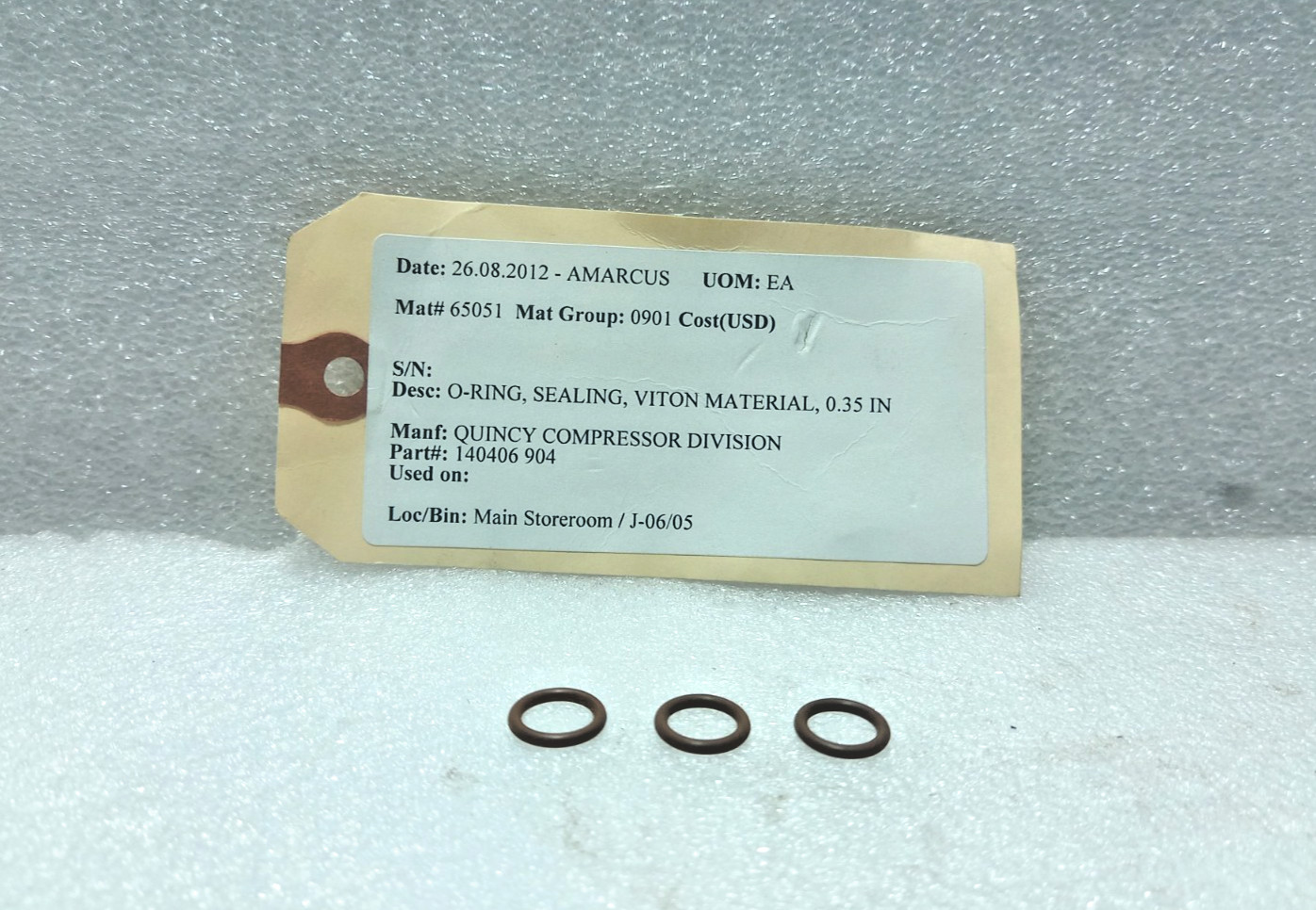 Quincy Compressor 140406 904 Sealing O-Ring Viton Material 3PCs In Lot