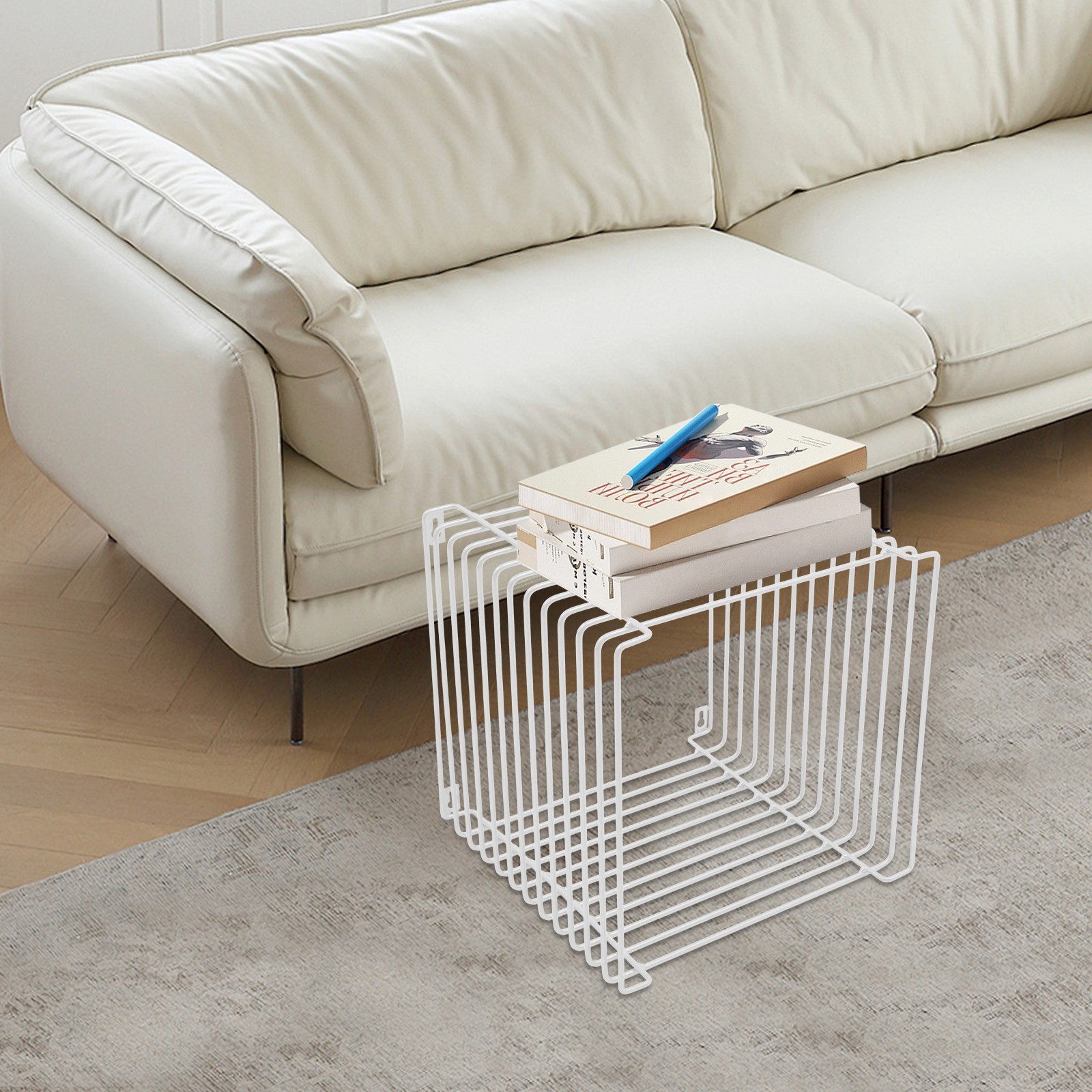 Linear Side Table Square Geometry Retro End Desk Multi-Purpose Tables Furniture