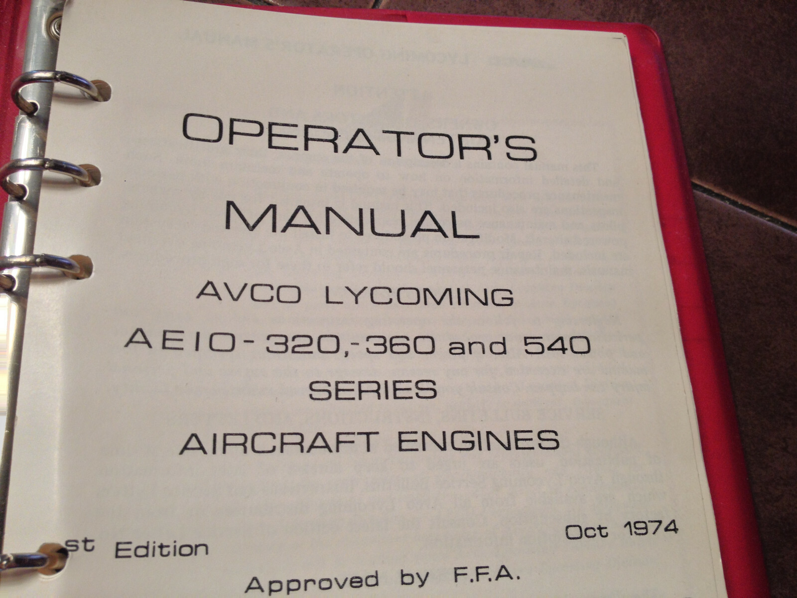 Lycoming AEIO-320, AEIO-360 & AEIO-540 Engine Operator's Manual