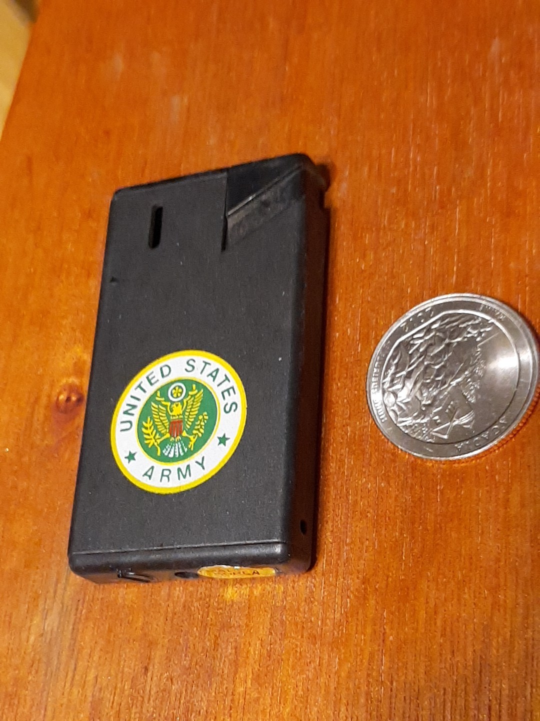 Vtg Kostar Lighter ForPartsOrRepair Thin United States Army Emblem Black J4