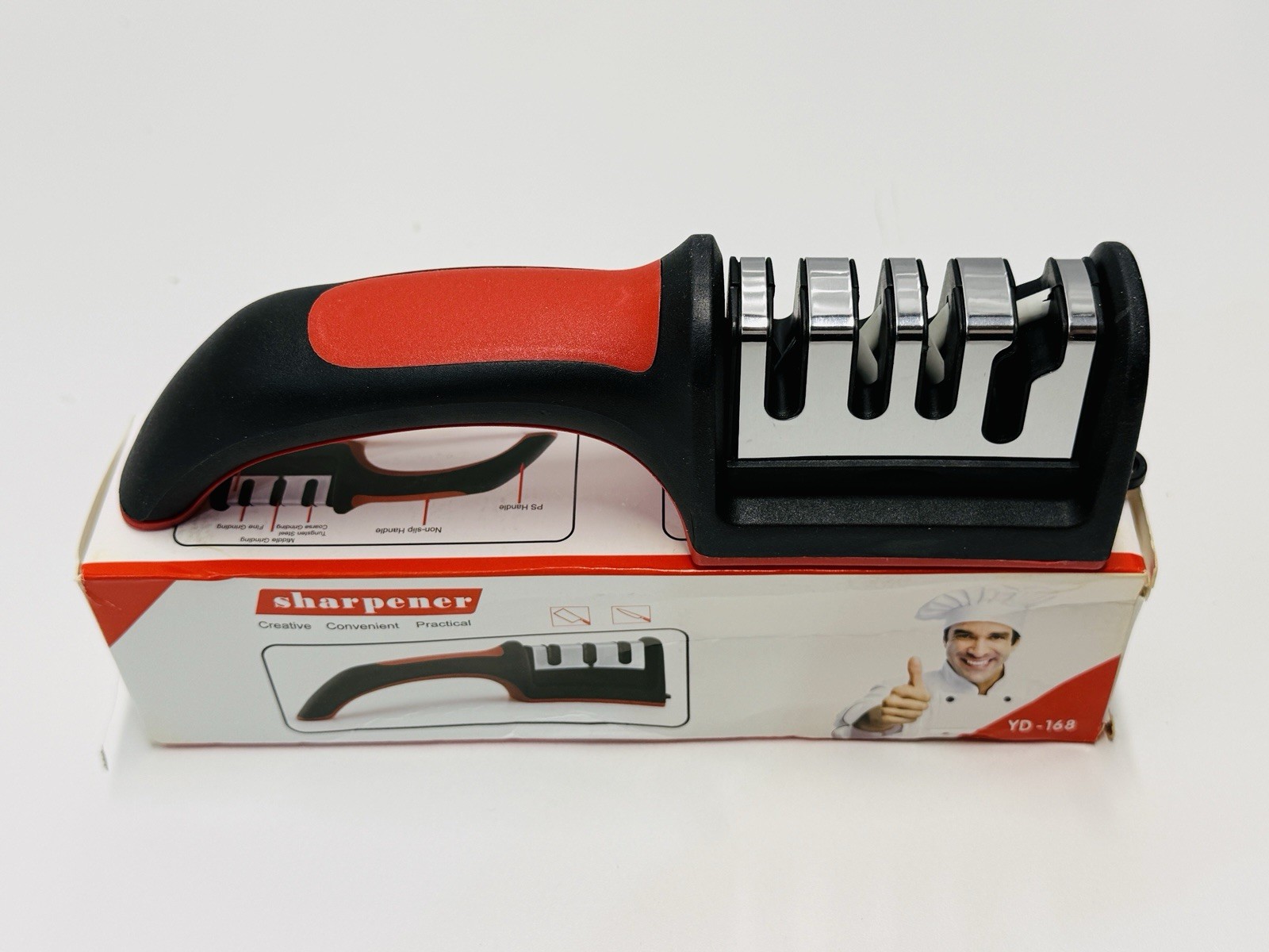 Kitchen Knife Sharpener 3 Stage Manual Tungsten Steel Sharpening Tool Handheld