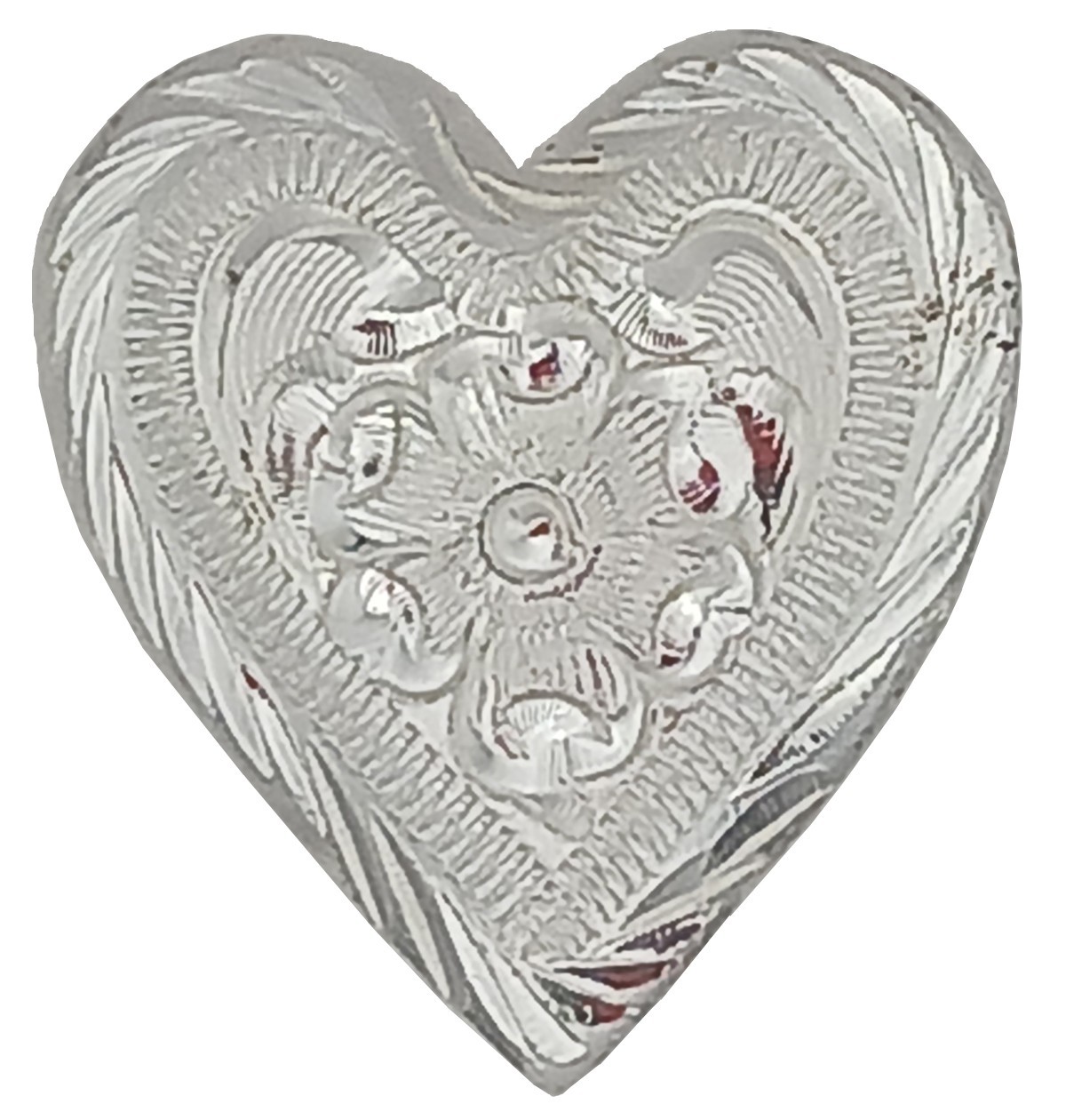 CLOSEOUT SALE: Engraved SP Heart Saddle Conchos. 5/8, 3/4, & 1.