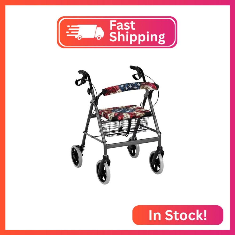 Luarisgur Rollator Walker Accessories American Flag Walker Seat Covers for Ladie