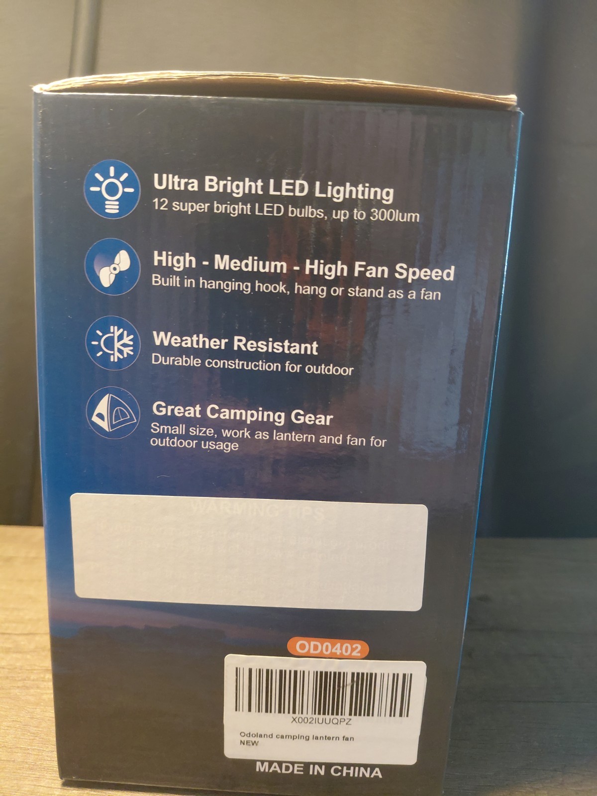 Odoland 2-in-1 Camping Lantern Fan Ultra Bright LED Weather Resistant OD0402
