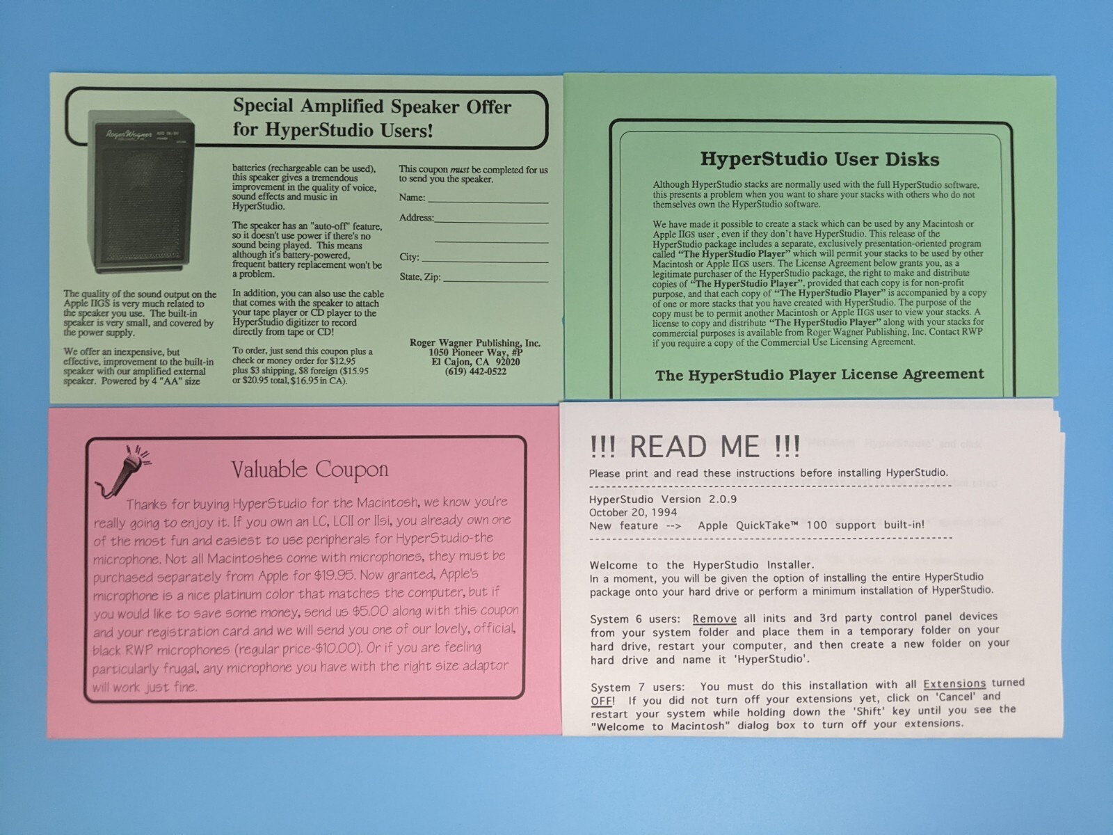 HyperStudio Rager Wagner Guides Reference Tutorials + 3.5” Preview Disk Mac 1992