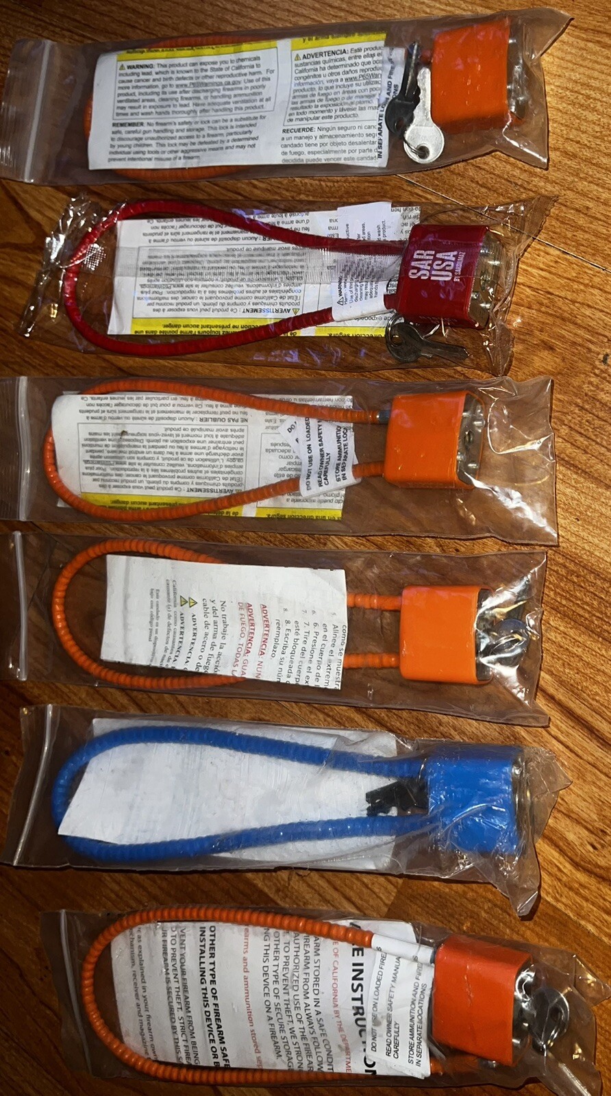 Bulk Lot Of 6 Gun Lock Firearm Gun Safety Cable Locks with Keys SAR USA