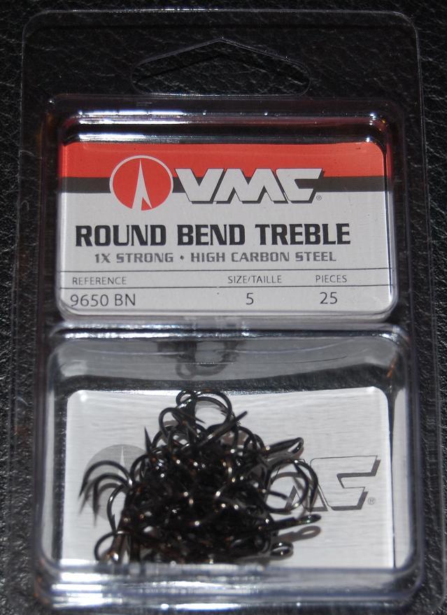 VMC 9650 Round Bend Treble Hooks Size 5 - Pack of 25 9650BN-05 Black Nickel