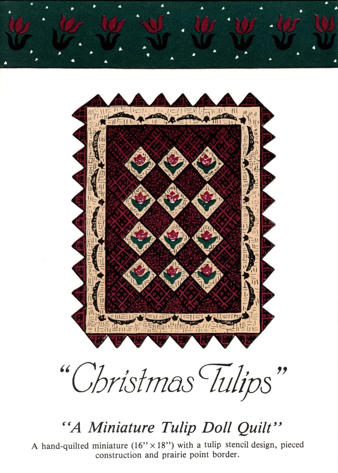 CHRISTMAS TULIPS 16 x 18 Miniature Tulip Doll Quilt PATTERN - St. Nicole Designs