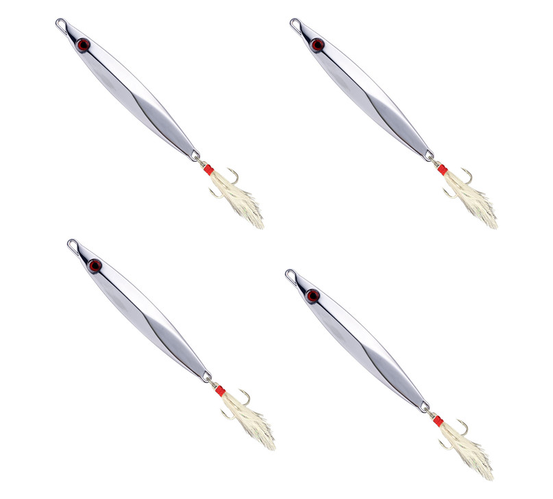 4 x FFT 20g 30g 40g 60g 80g Chrome Spinner lure Mackerel Bass Pier fishing