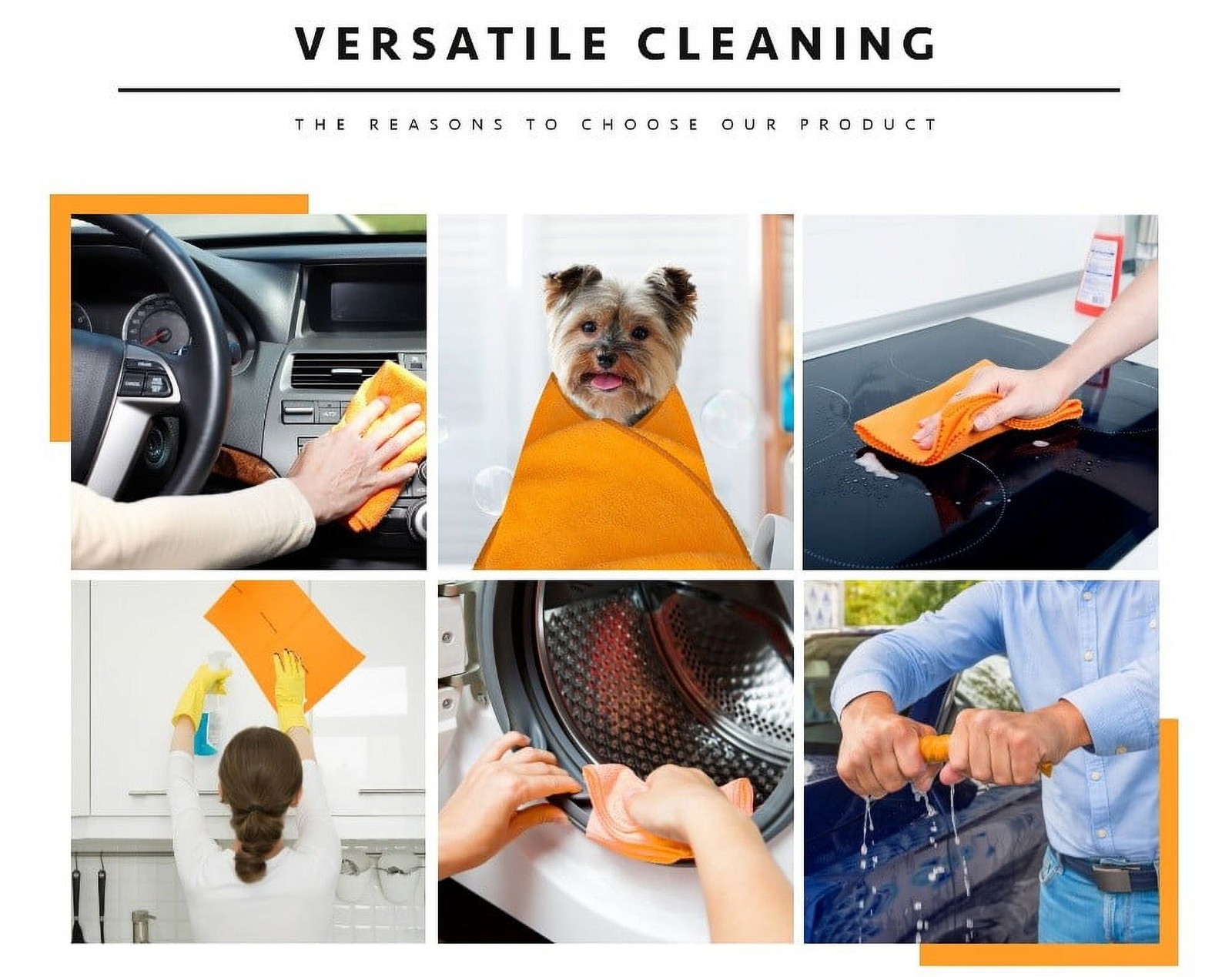 4 pack Orange Shammy Cleaning Cloth Authentic Shammy Multipurpose