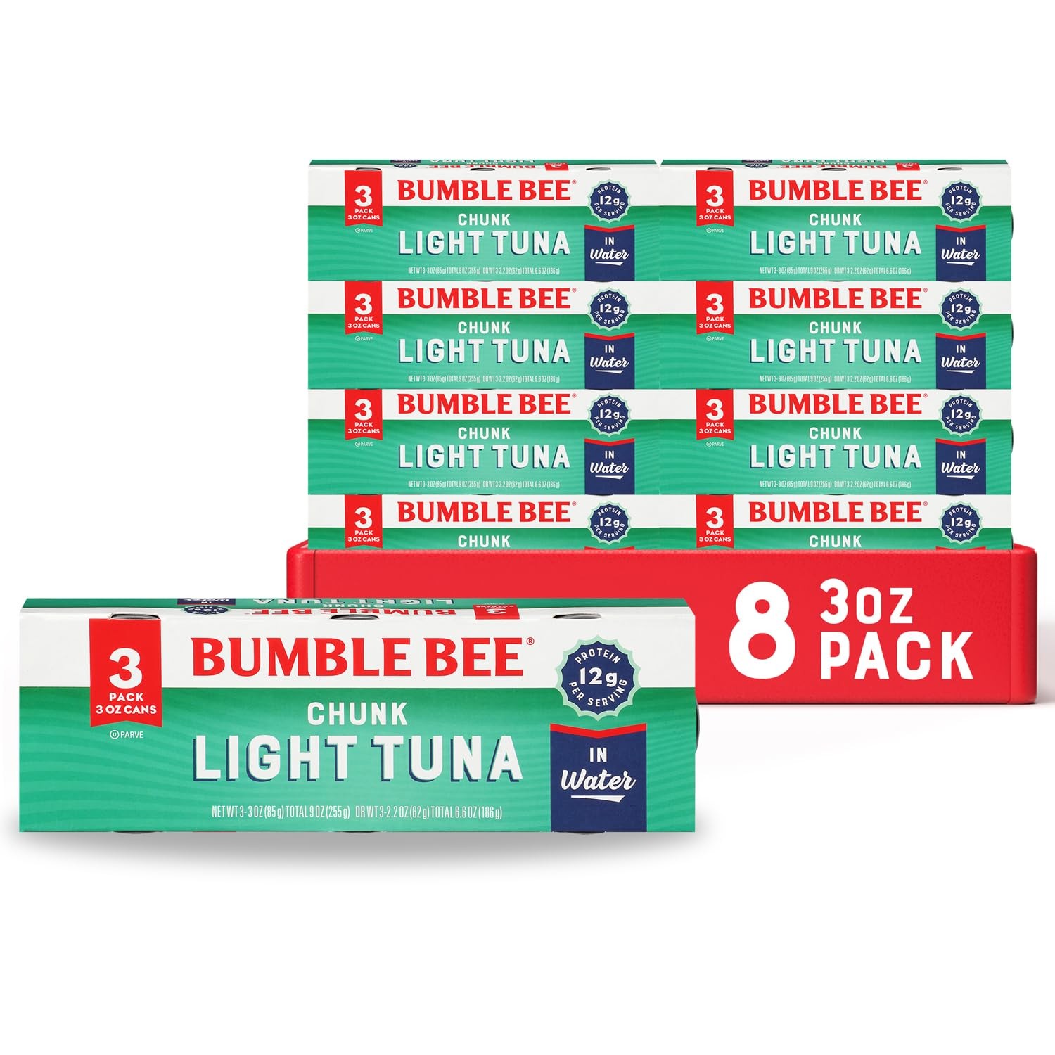 Bumble Bee Chunk Light Tuna In Water, 3 oz Cans (8 Packs 3 Ounce (Pack of 24)