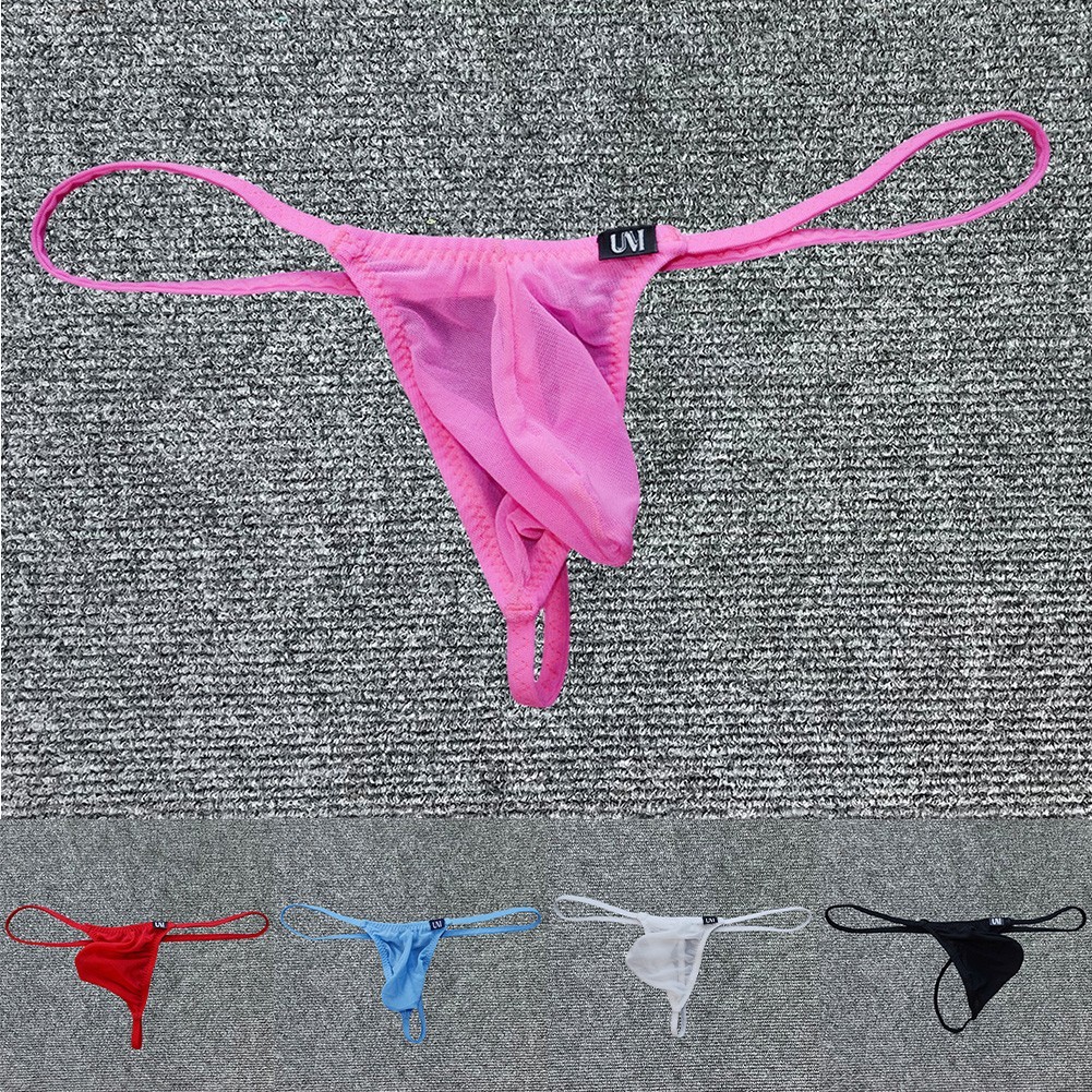 Men's Mesh Thong Underwear with Bulge Pouch for Mini Briefs and G-String Style