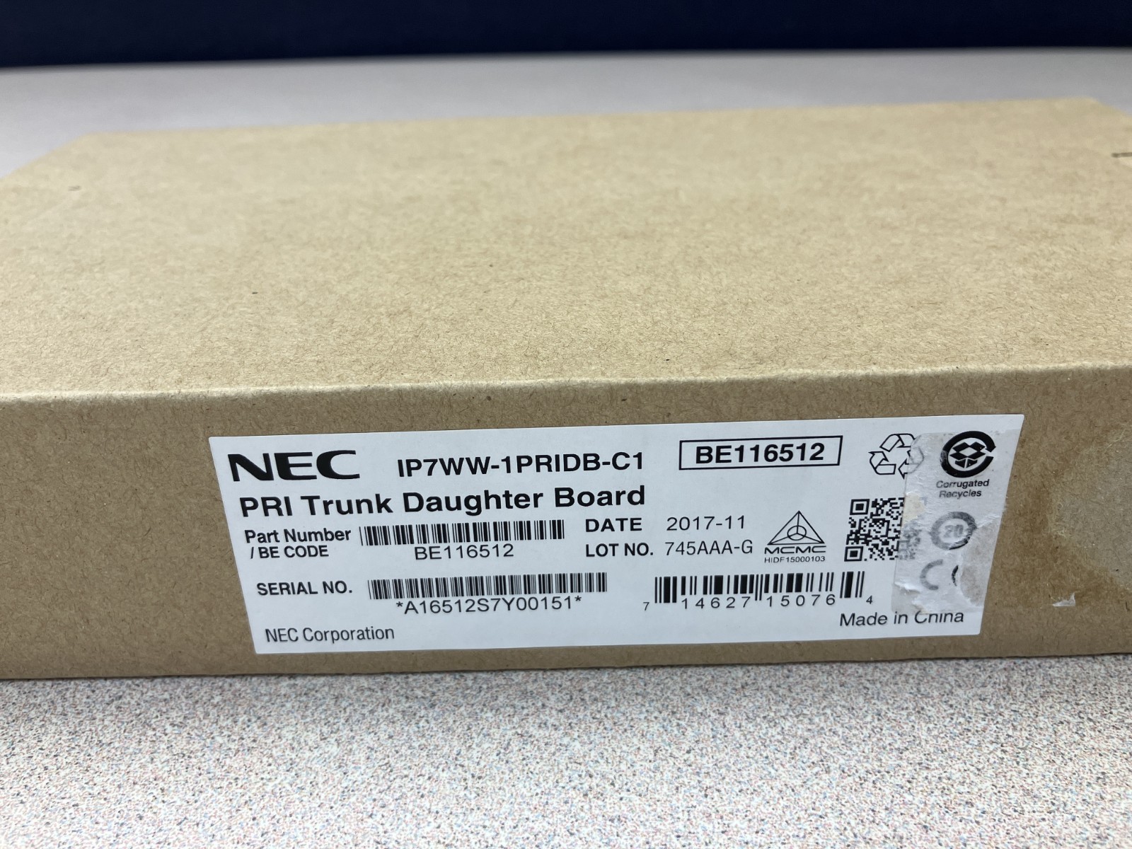 NEC BE116512 IP7WW-1PRIDB-C1 PRI TRUNK DAUGHTER BOARD