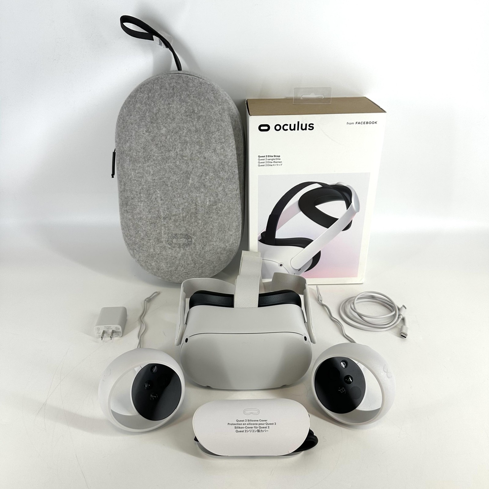 Meta Quest 2 VR Headset 256GB w/ Controllers/Charger/Elite Strap - Very Good