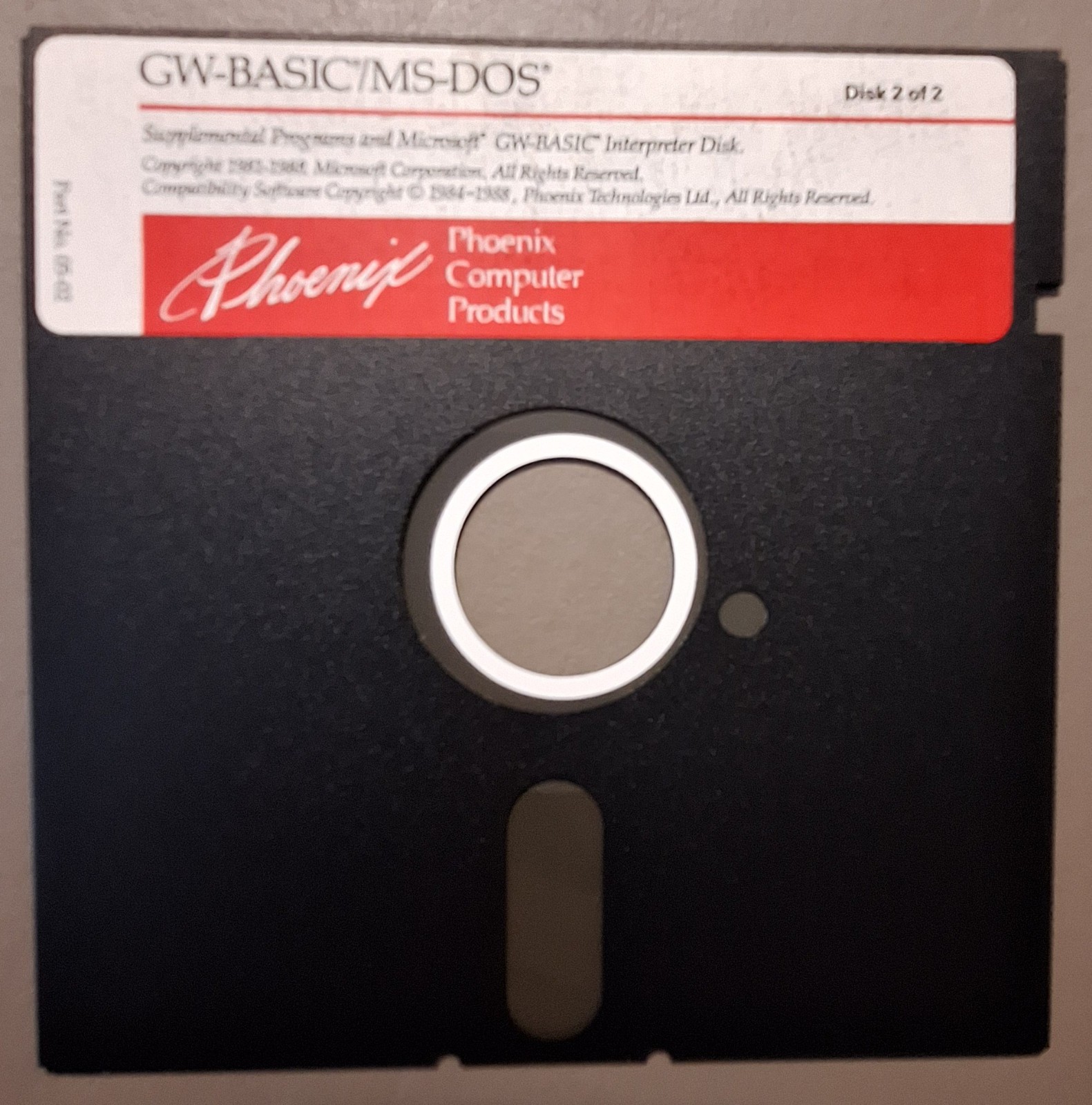 Vintage Phoenix 5.25" Floppy Disk Pair: MS-DOS 3.3 & GW-Basic 1988