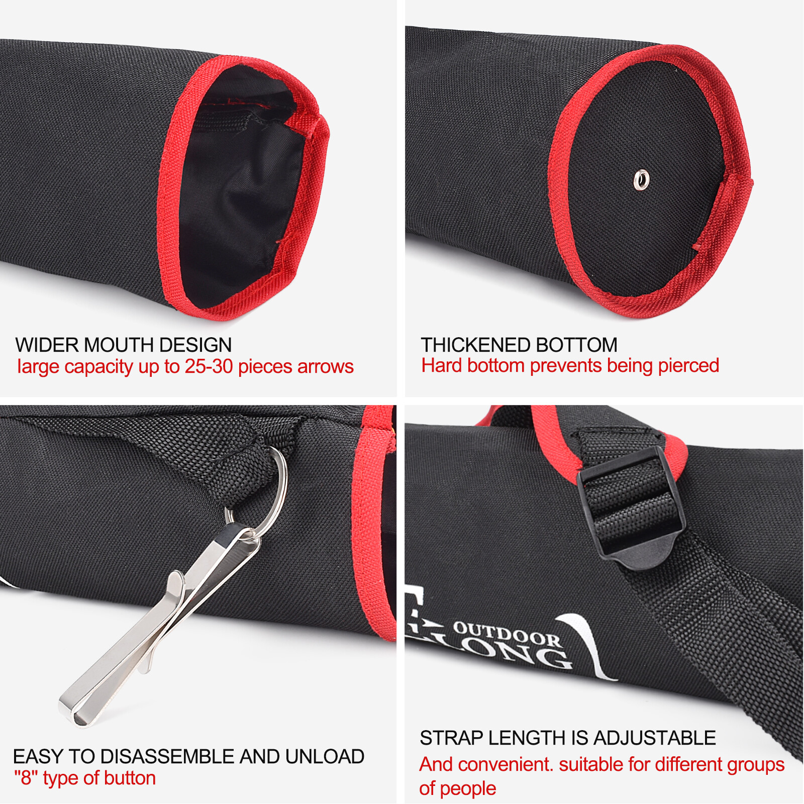 New Adjustable Quivers Arrows Holder Bag for Bow Target Practicing - 1X Red