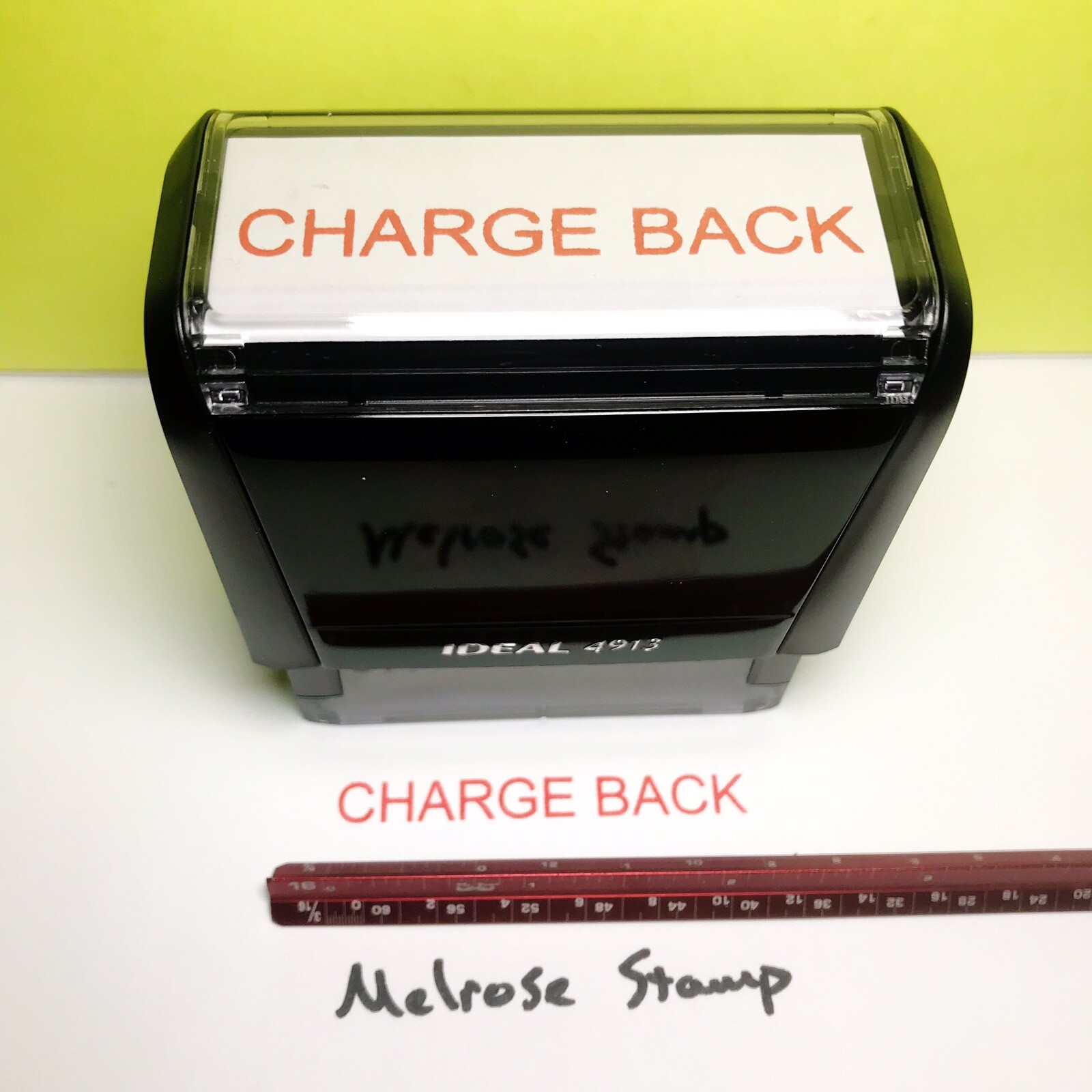 Charge Back Rubber Stamp Red Ink Self Inking Ideal 4913