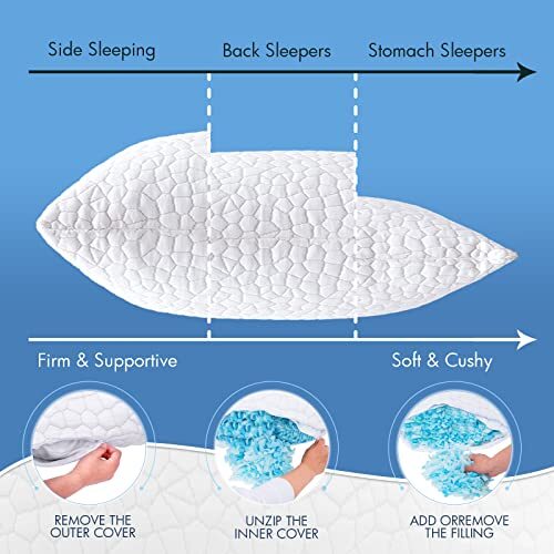 SUPA MODERN Cooling Bed Pillows for Sleeping 2 Pack Shredded Memory Foam Pillows