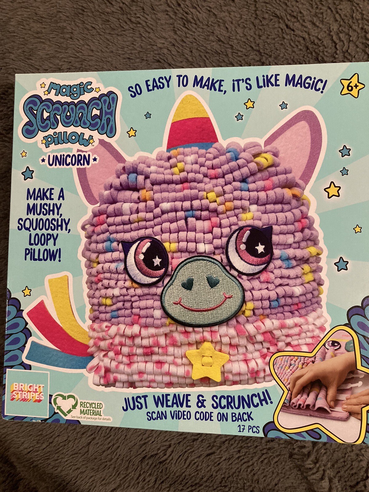 Bright Stripes Magic Scrunch DIY Pillow - Unicorn - NEW!
