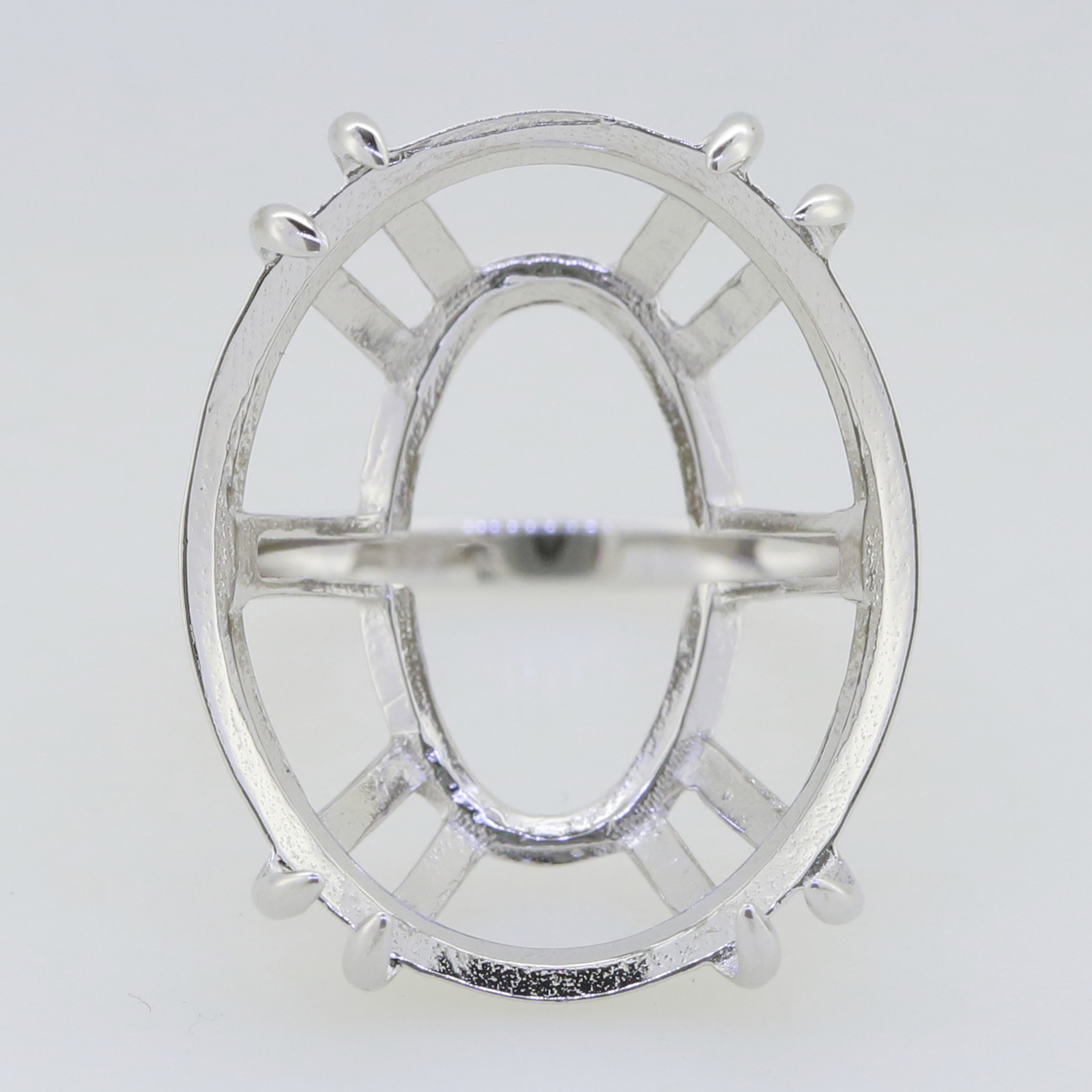 Sterling Silver Semi Mount Ring Setting Oval OV 27X21mm