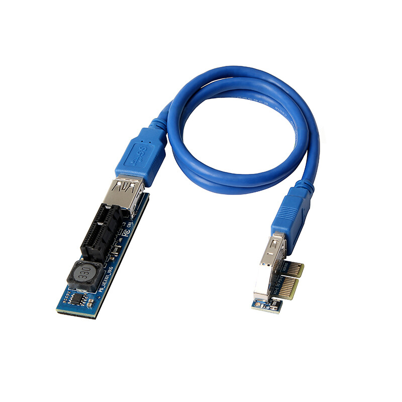 Mini Extender Cable 4pin PCI-E PCI Express Extension1X Riser Card Power USB 60cm