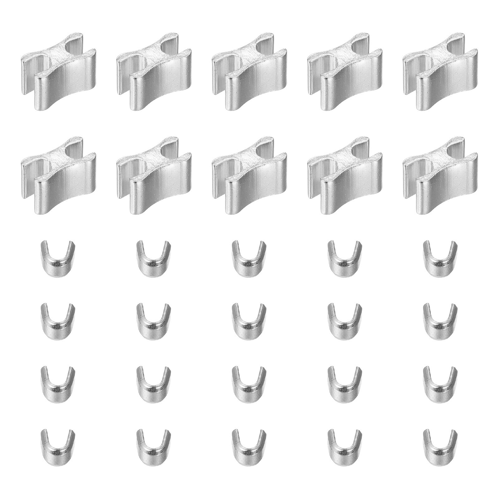 10 Sets Zipper Slider Retainers, #3 Top Stoppers & Bottom Stops, Silver Tone